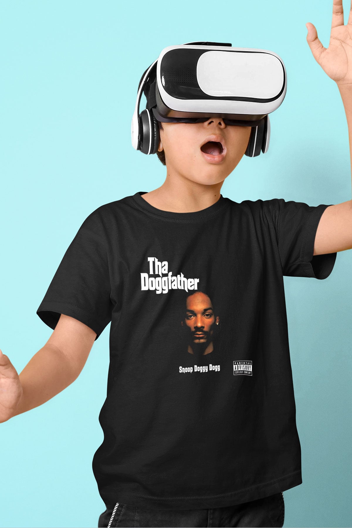 Snoop Dogg Baskılı Siyah Unisex Çocuk Tişört