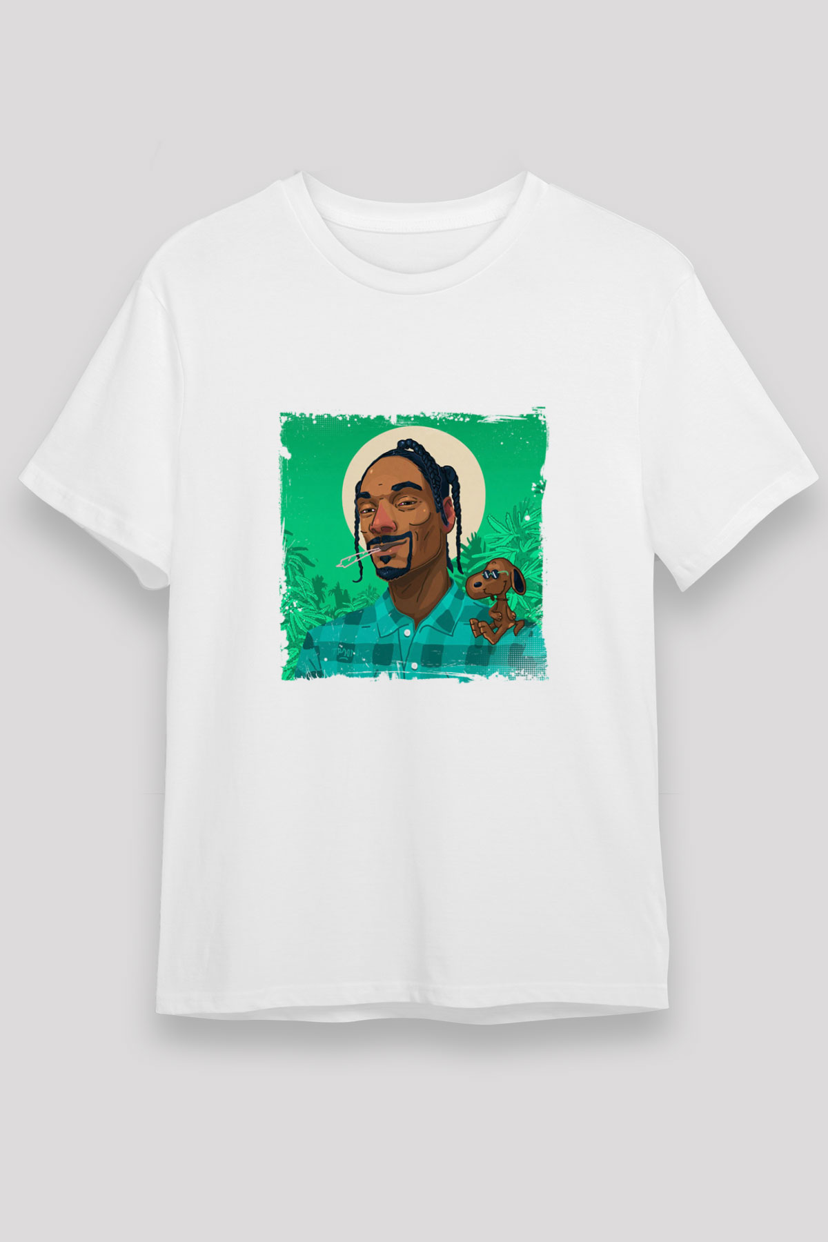 Snoop Dogg Baskılı Unisex Beyaz Tişört