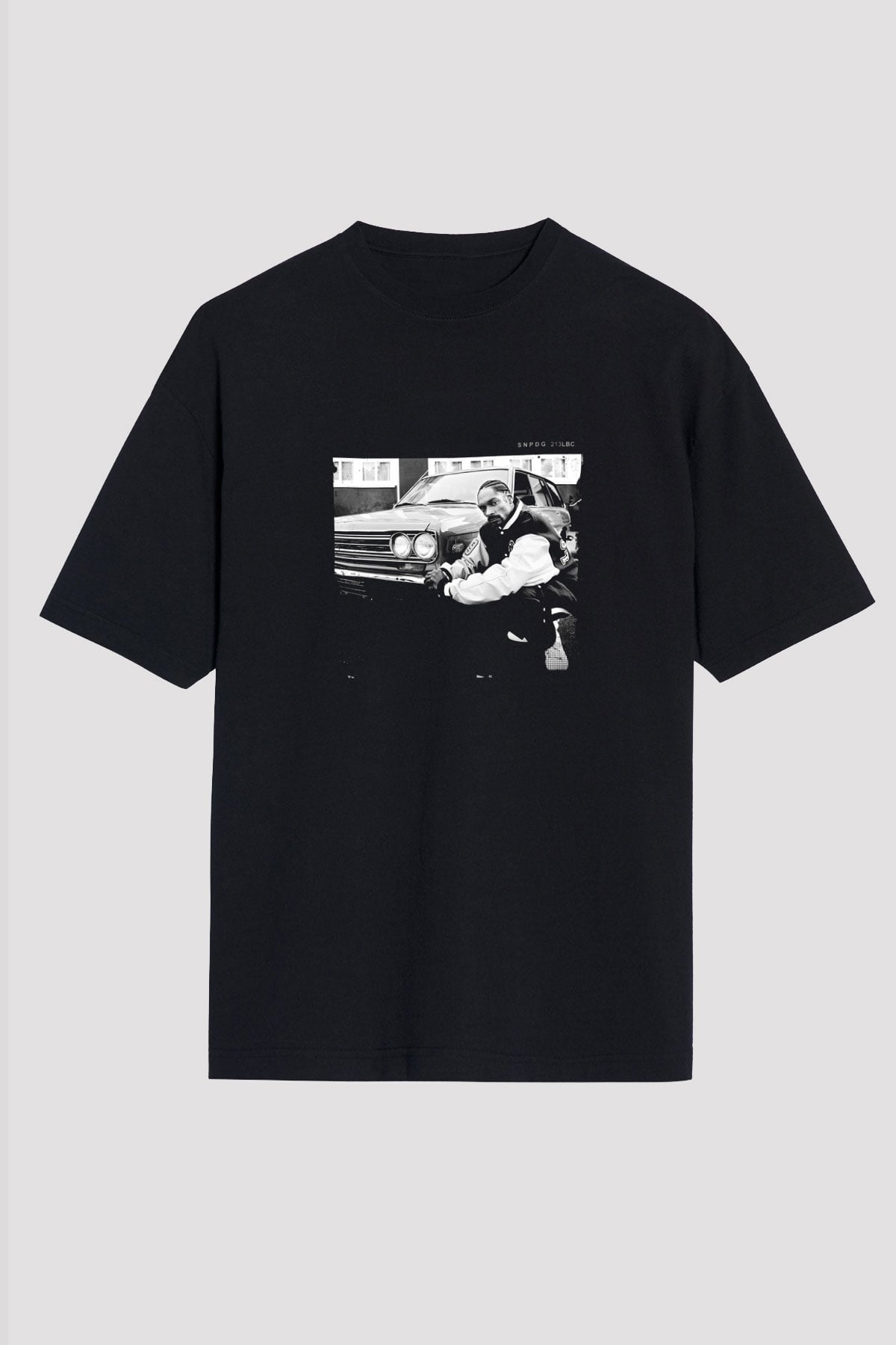 Snoop Dogg Baskılı Unisex Oversize Siyah Tişört
