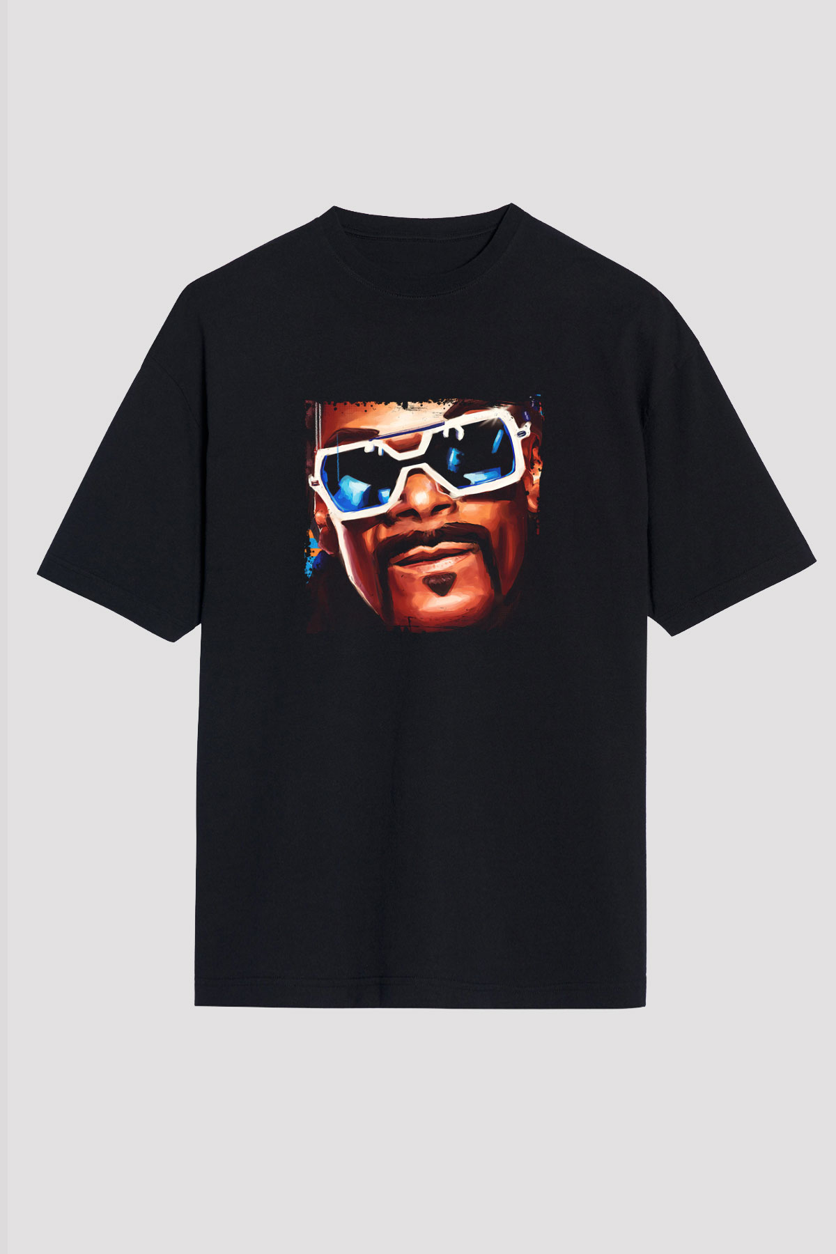 Snoop Dogg Baskılı Unisex Oversize Siyah Tişört
