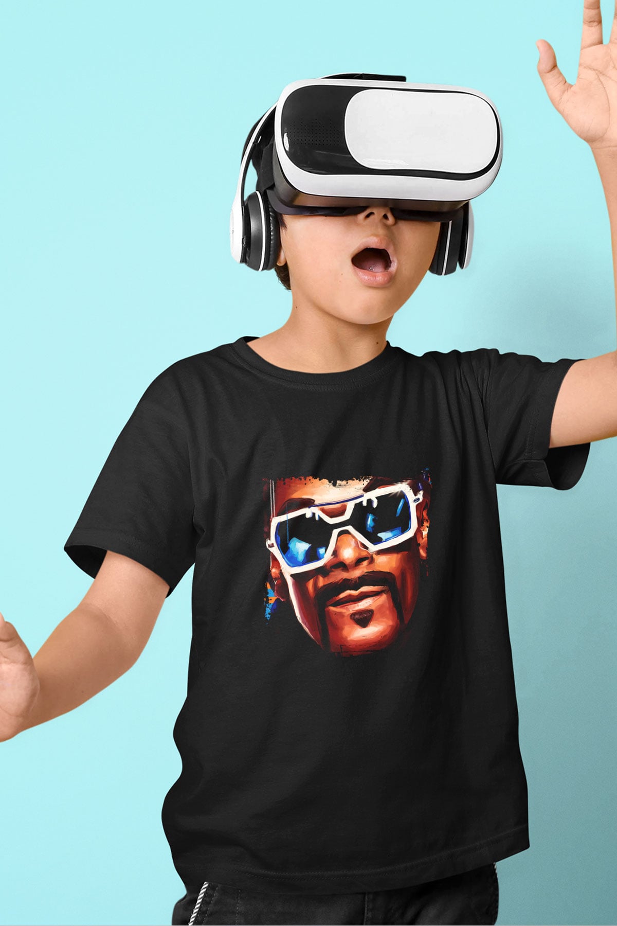 Snoop Dogg Baskılı Unisex Siyah Çocuk Tişört