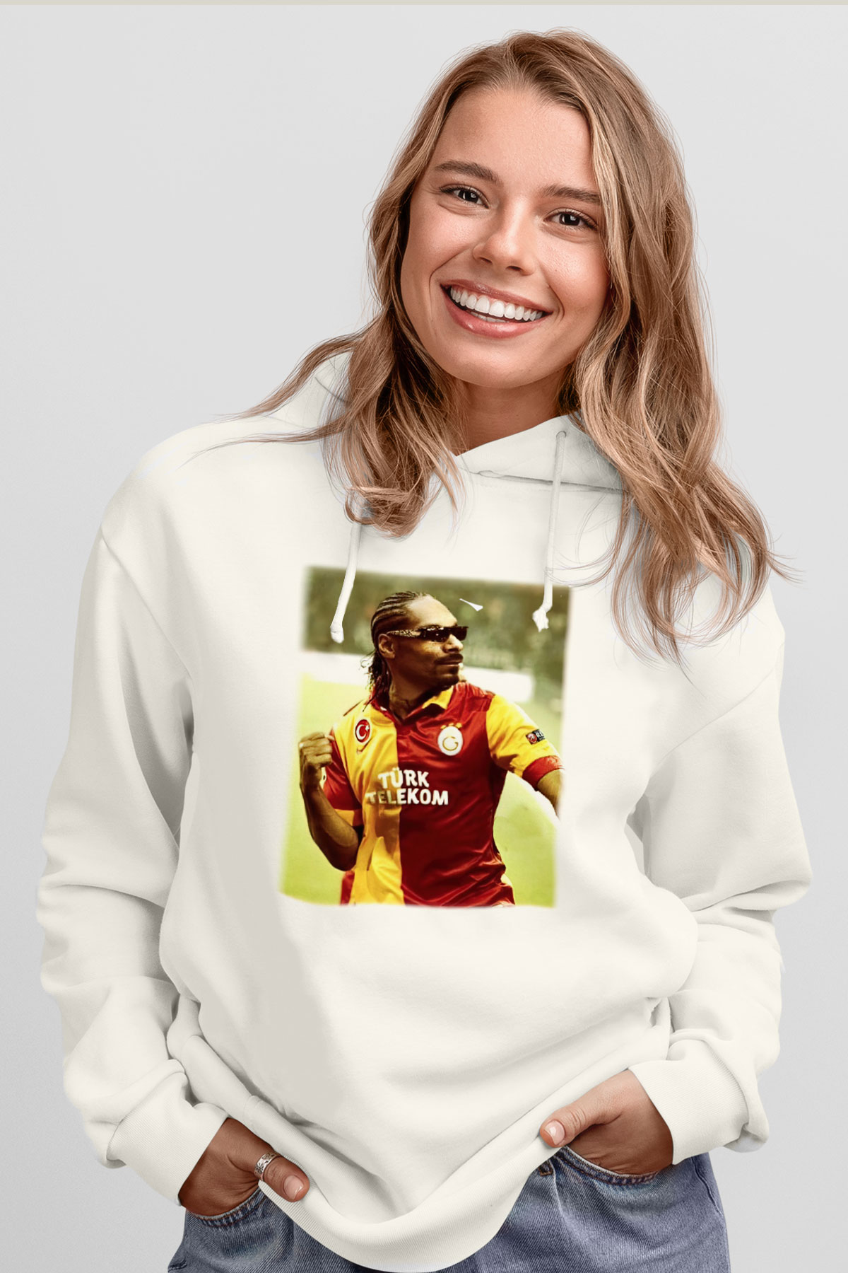 Snoop Dogg Beyaz Unisex Kapşonlu Sweatshirt