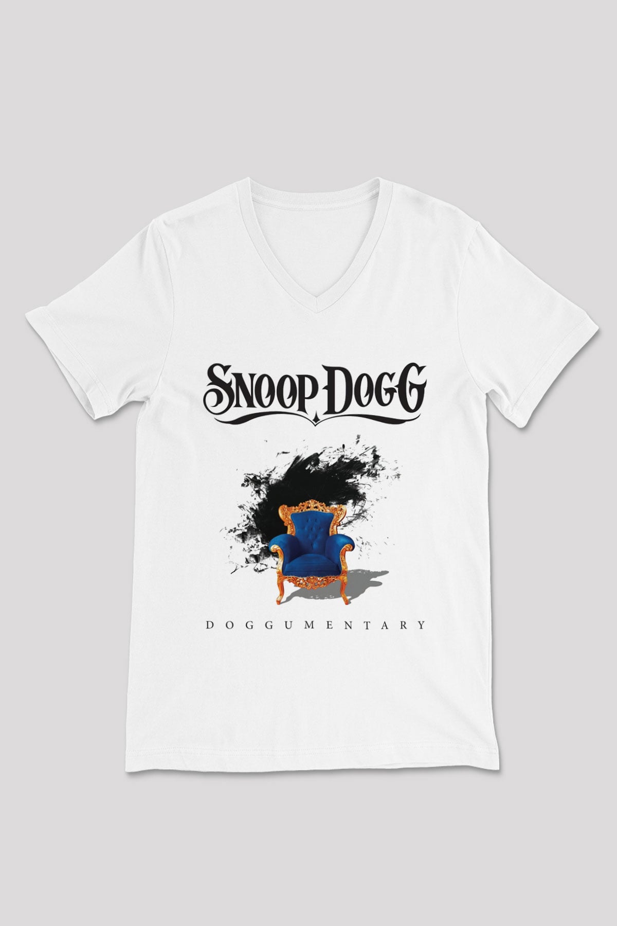 Snoop Dogg Beyaz Unisex V Yaka Tişört T-Shirt - V Yaka Tişört Fabrikası