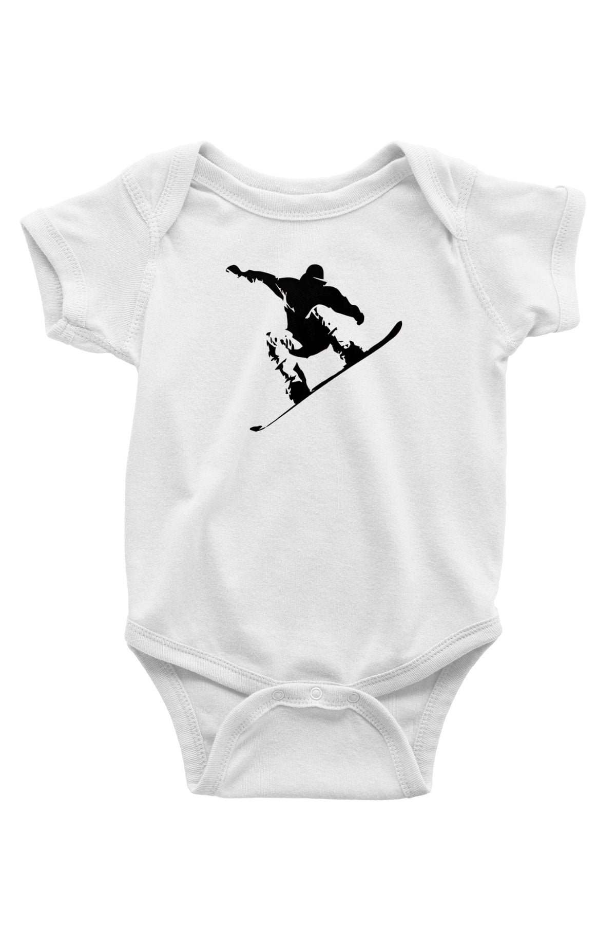 Snowboarding Baskılı Beyaz Bebek Body - Zıbın
