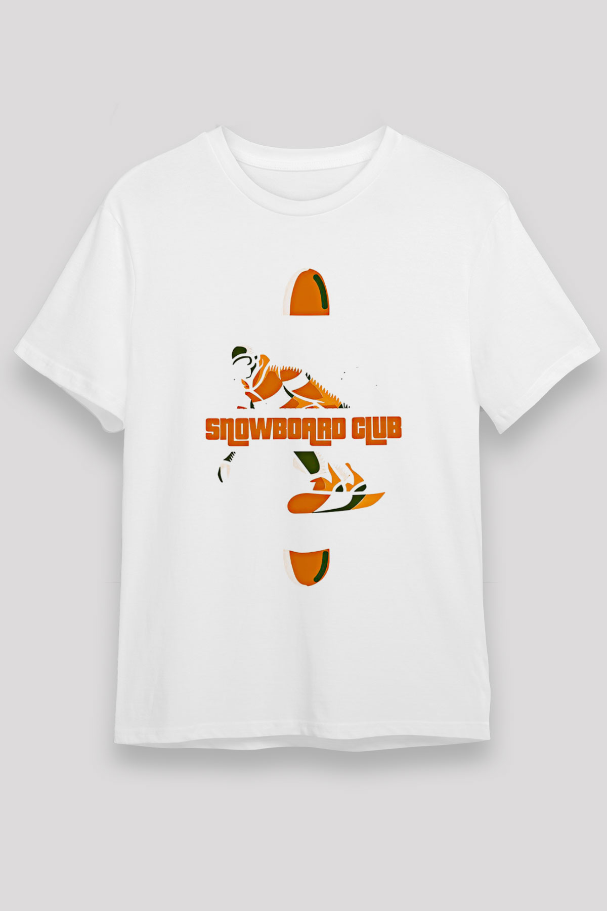 Snowboarding Baskılı Unisex Beyaz Tişört - Tshirt