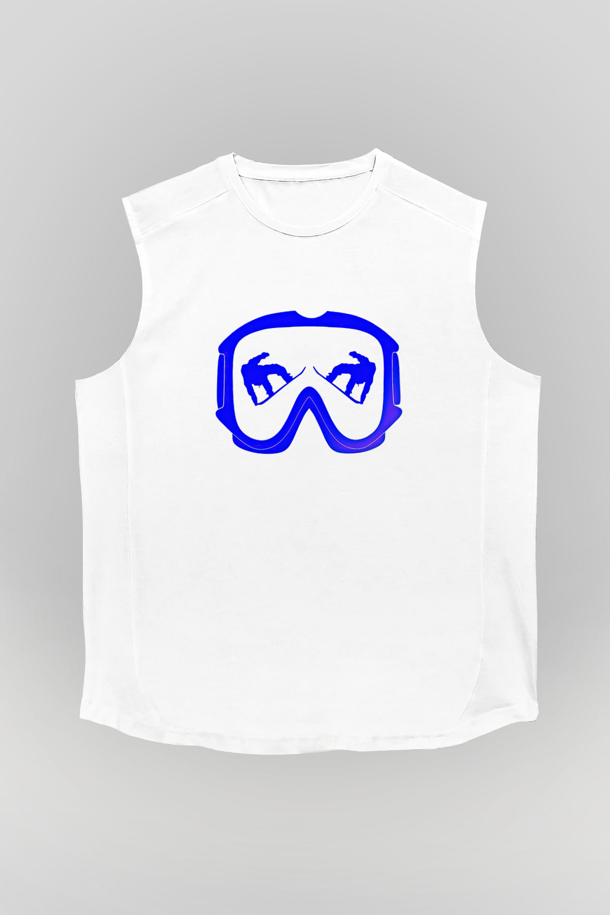 Snowboarding Baskılı Unisex Kolsuz Beyaz Tişört