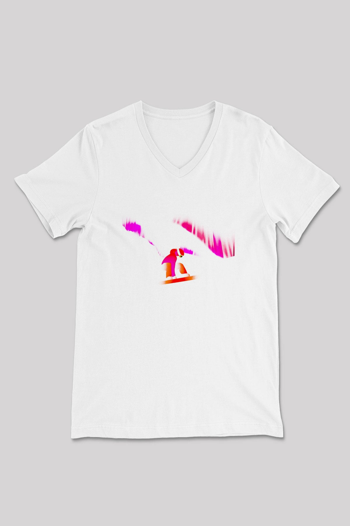 Snowboarding Baskılı Unisex V Yaka Tişört - Tshirt
