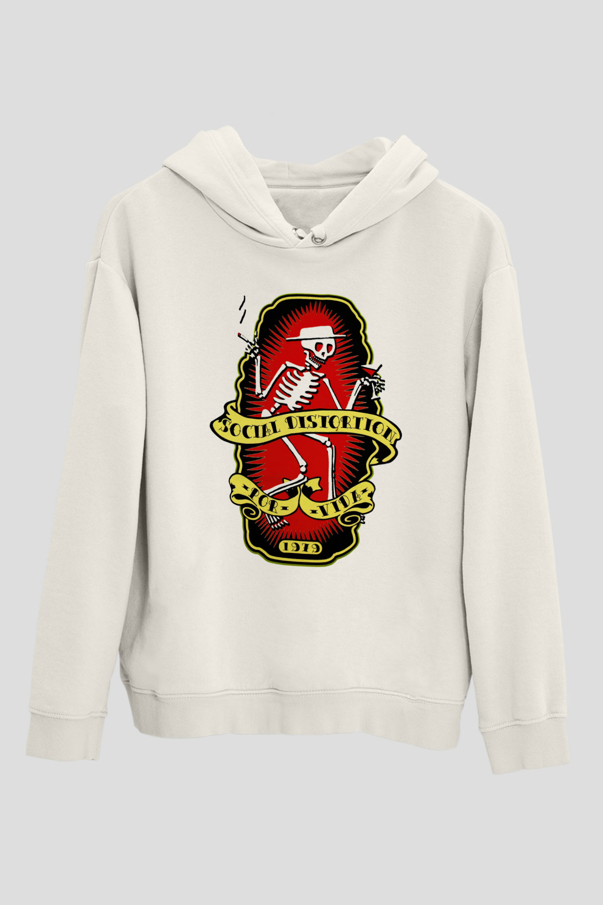 Social Distortion Beyaz Unisex Kapşonlu Sweatshirt