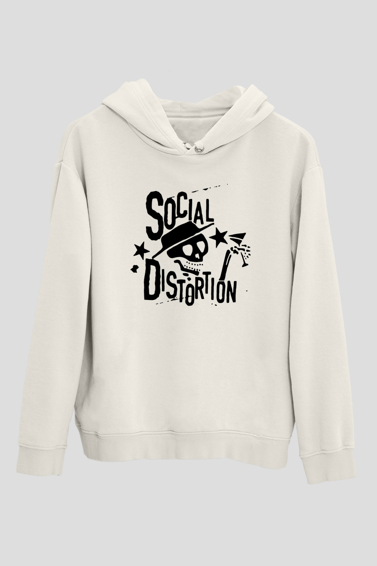 Social Distortion Beyaz Unisex Kapşonlu Sweatshirt