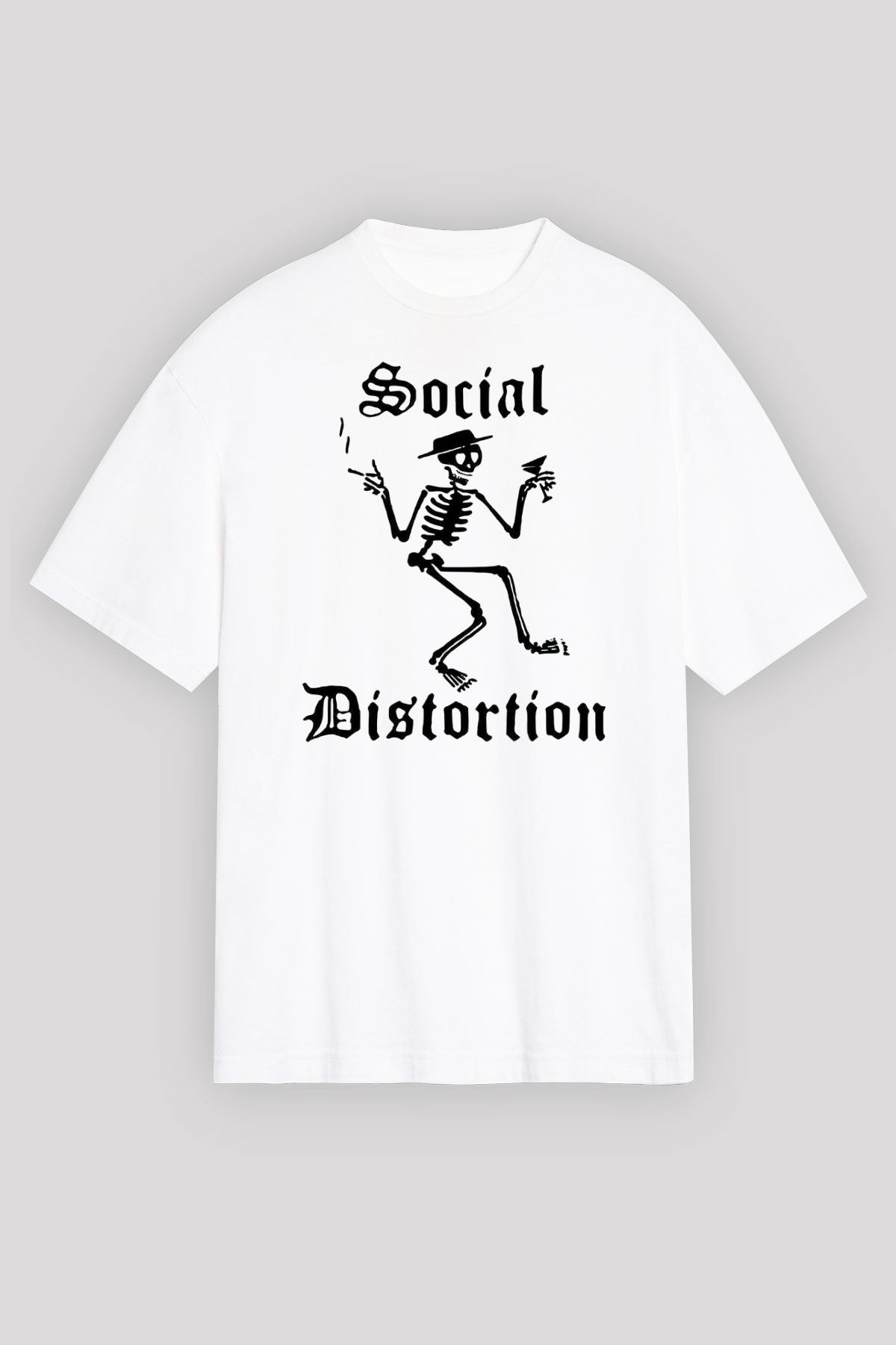 Social Distortion Beyaz Unisex Oversize Tişört T-Shirt - Oversize Tişört Fabrikası