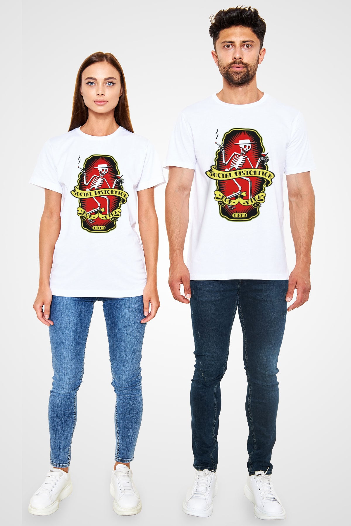 Social Distortion Beyaz Unisex Tişört T-Shirt - Tişört Fabrikası