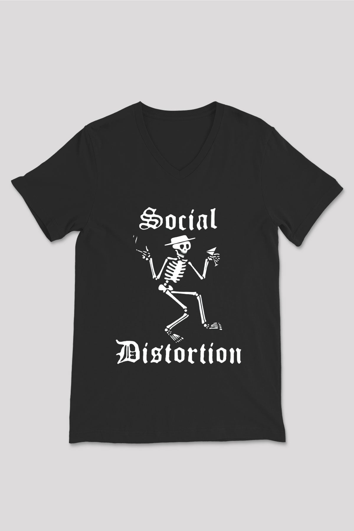 Social Distortion Siyah Unisex V Yaka Tişört T-Shirt