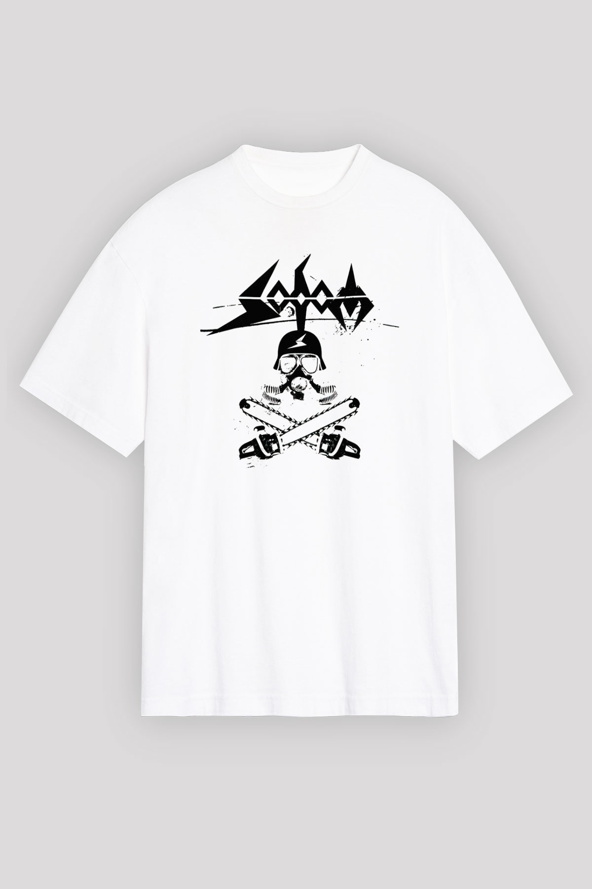 Sodom Beyaz Unisex Oversize Tişört T-Shirt - Oversize Tişört Fabrikası