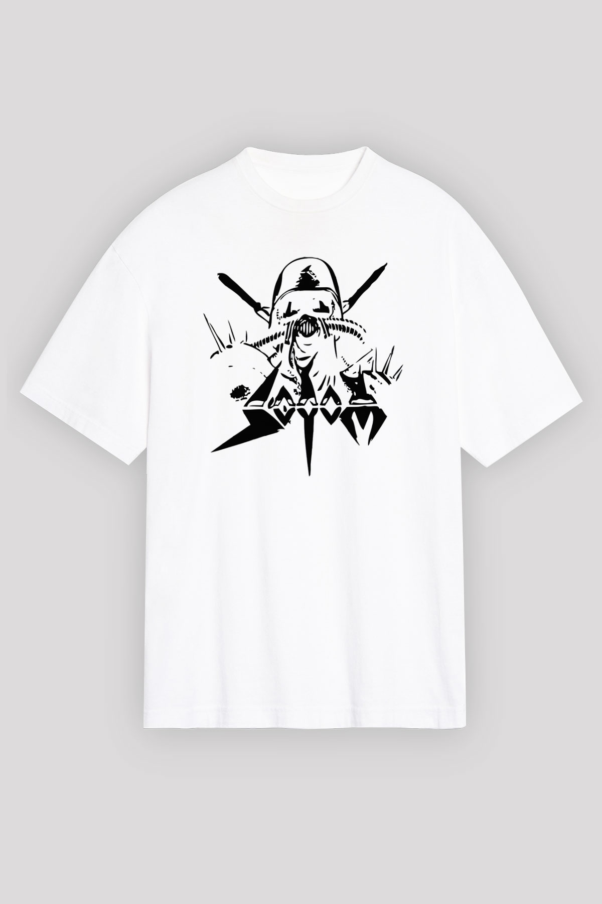 Sodom Beyaz Unisex Oversize Tişört T-Shirt - Oversize Tişört Fabrikası