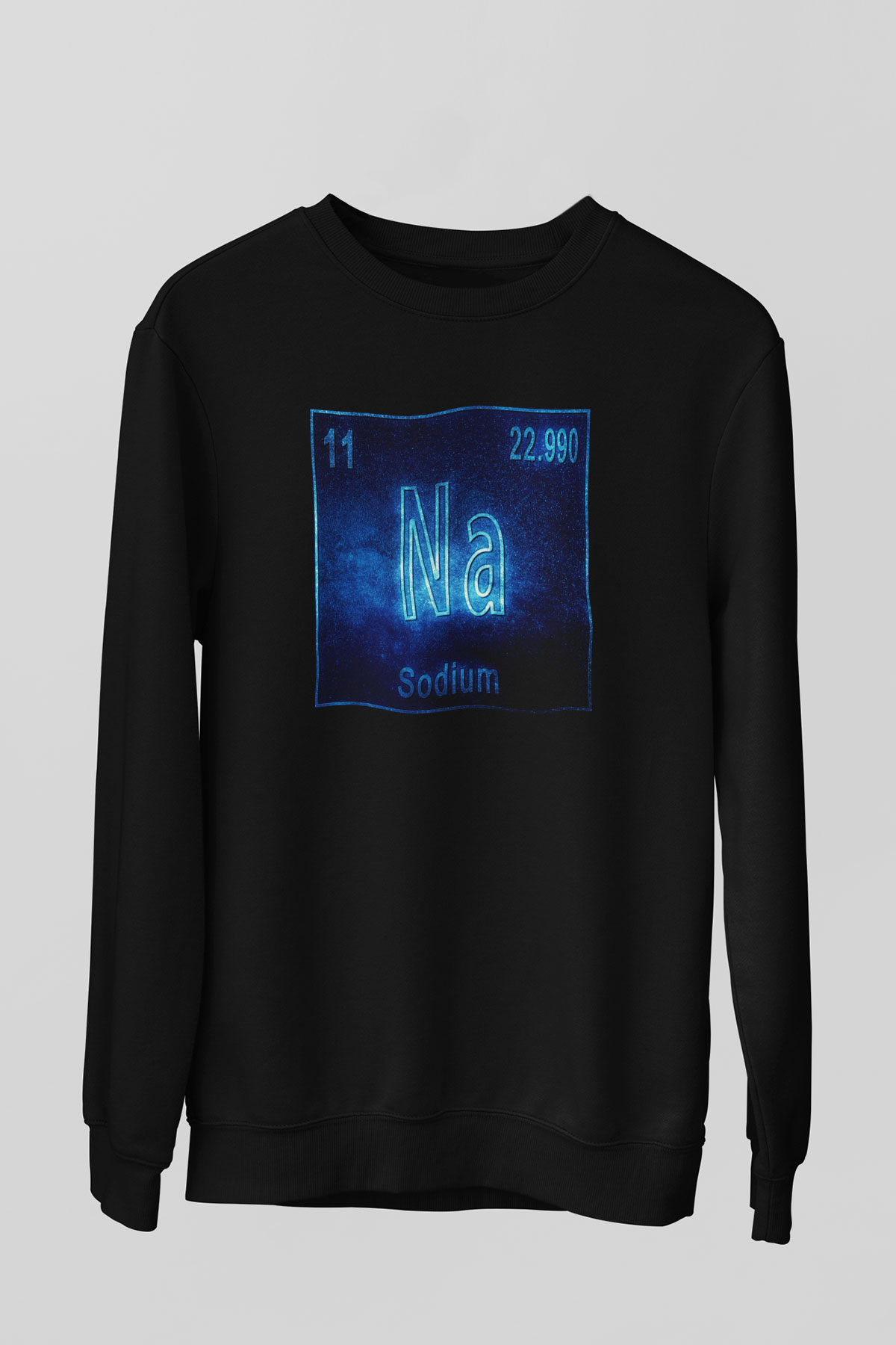 Sodyum Atom Numarası Baskılı Unisex Siyah Sweatshirt