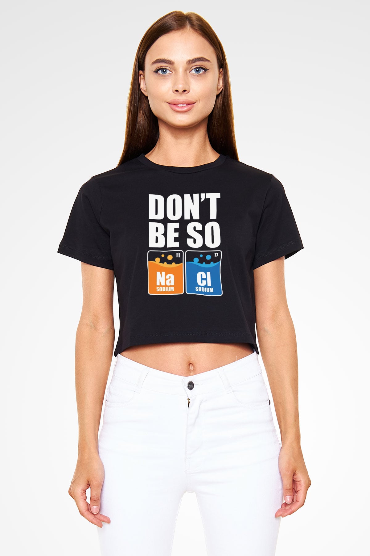 Sodyum Klor Baskılı Crop Top Kadın Tİşört - Tshirt