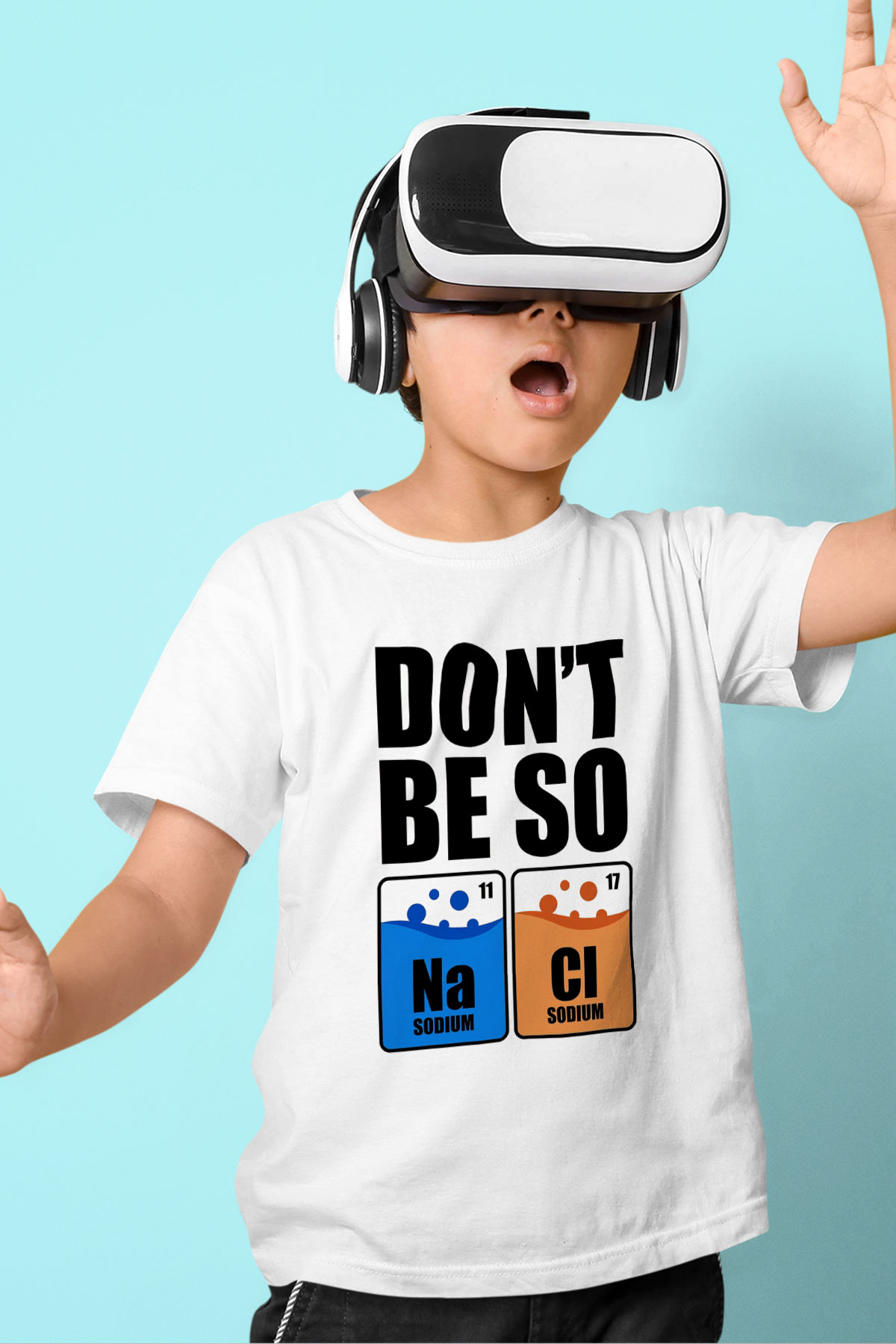 Sodyum Klor Baskılı Unisex Beyaz Çocuk Tişörtü - Tshirt