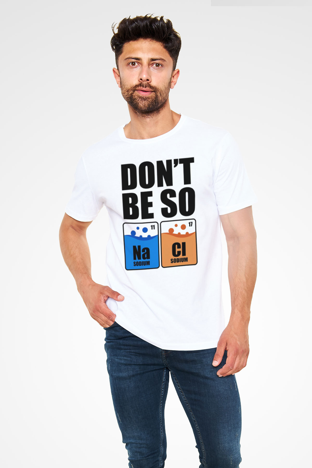 Sodyum Klor Baskılı Unisex Beyaz Tişört - Tshirt