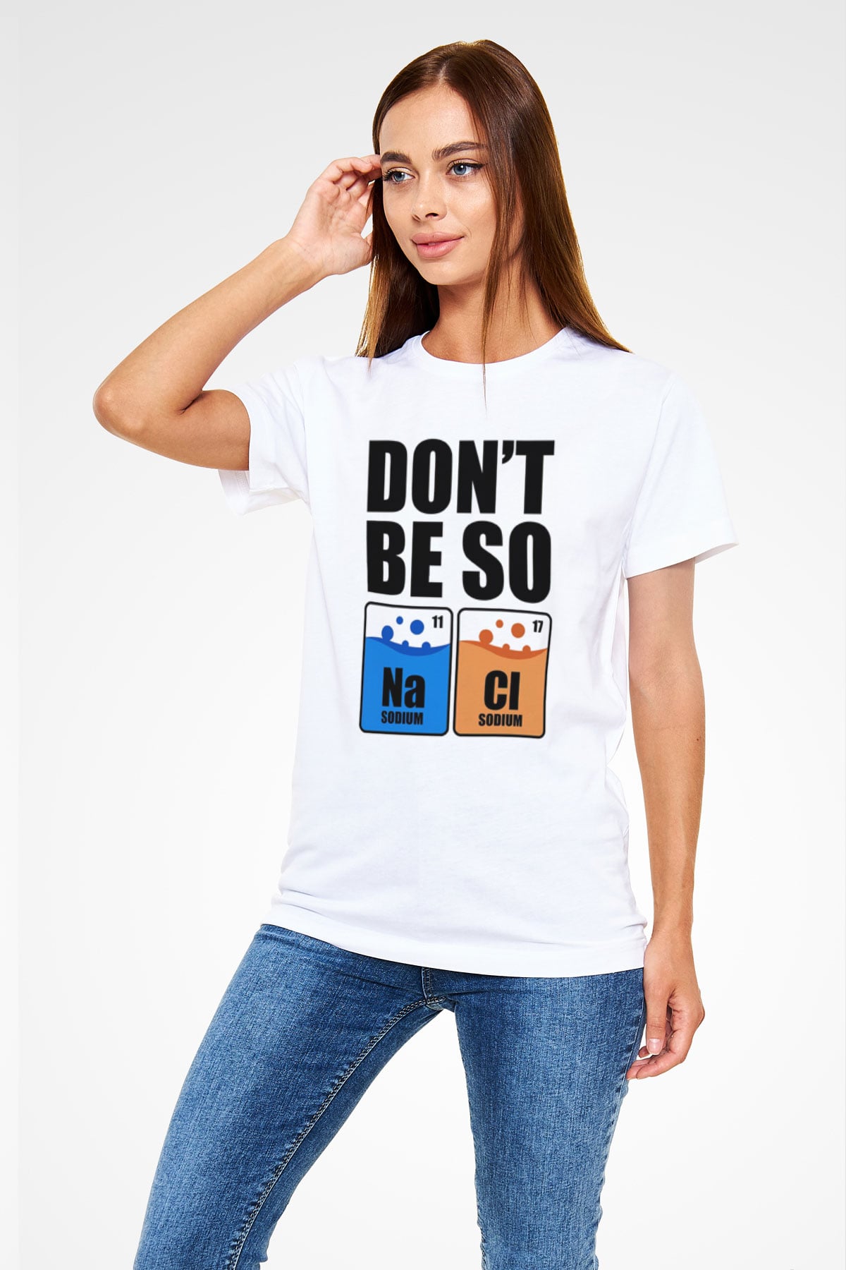 Sodyum Klor Baskılı Unisex Beyaz Tişört - Tshirt