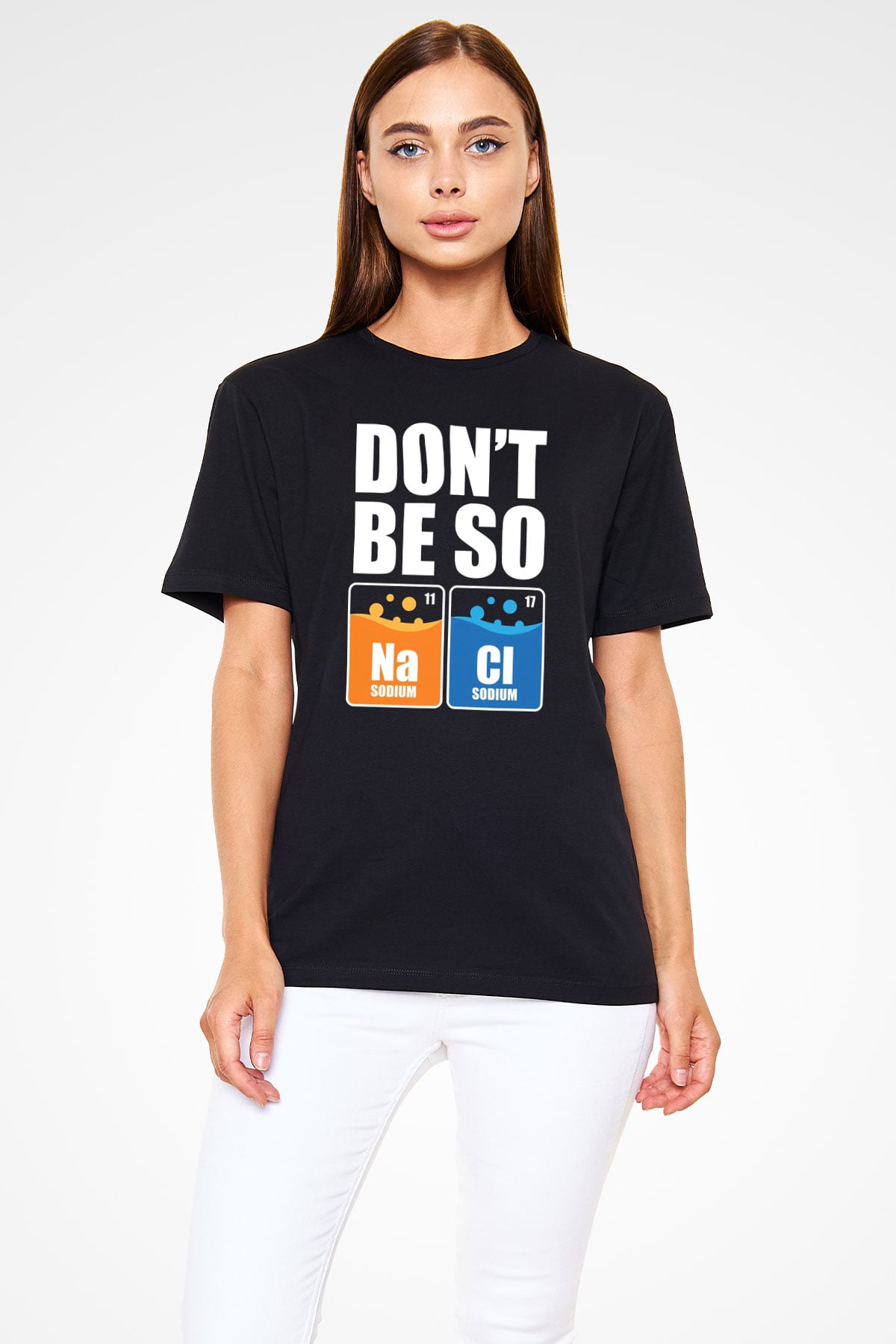 Sodyum Klor Baskılı Unisex Siyah Tişört - Tshirt
