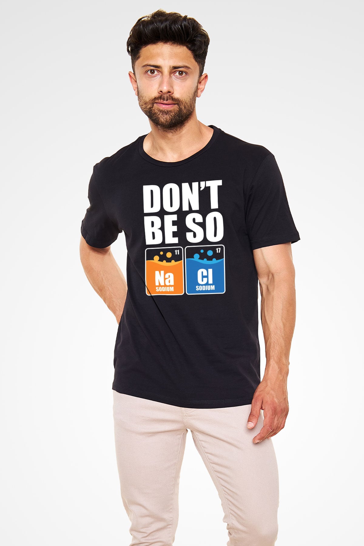 Sodyum Klor Baskılı Unisex Siyah Tişört - Tshirt