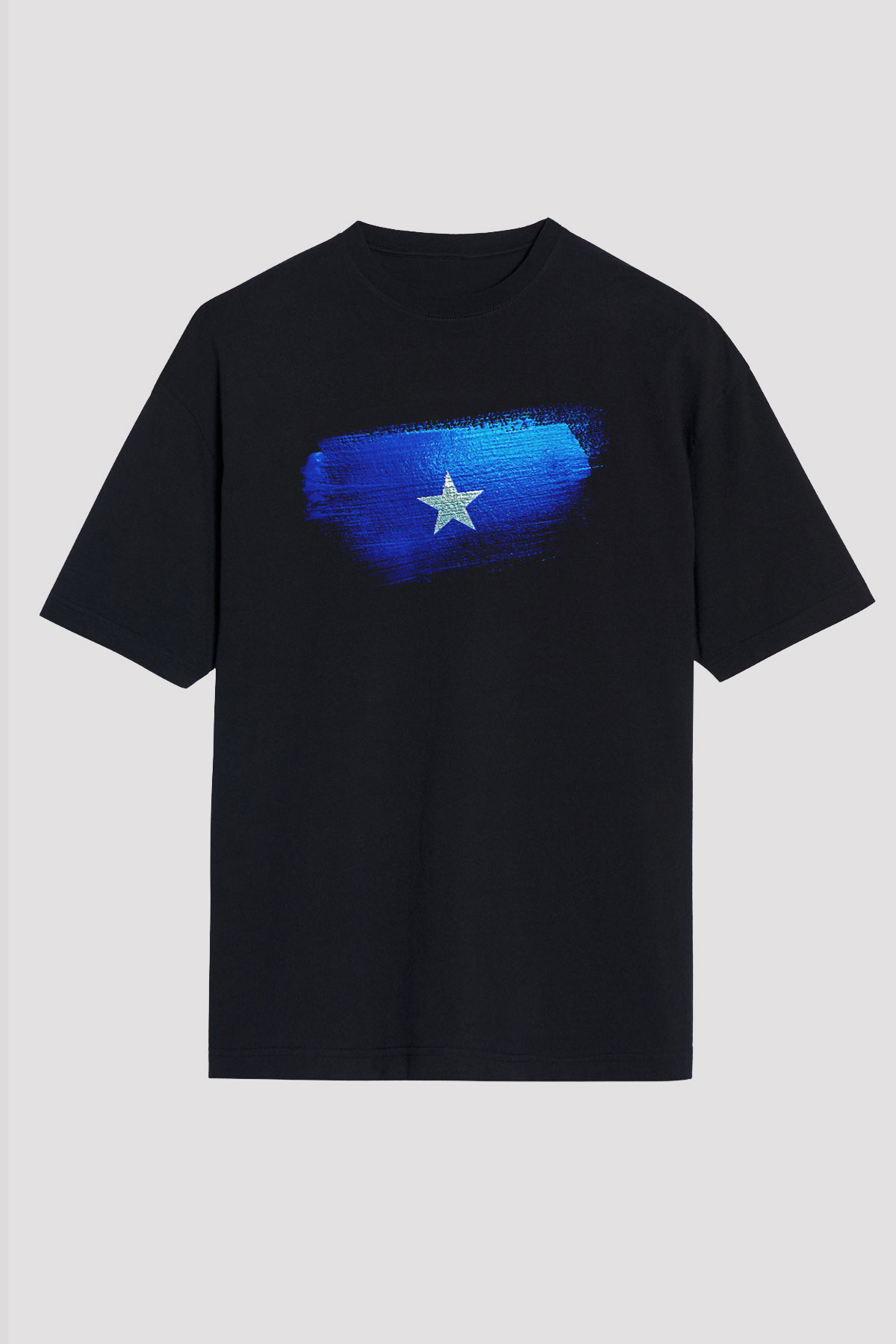 Somali - Somalia Bayrağı Baskılı Unisex Siyah Oversize Tişört