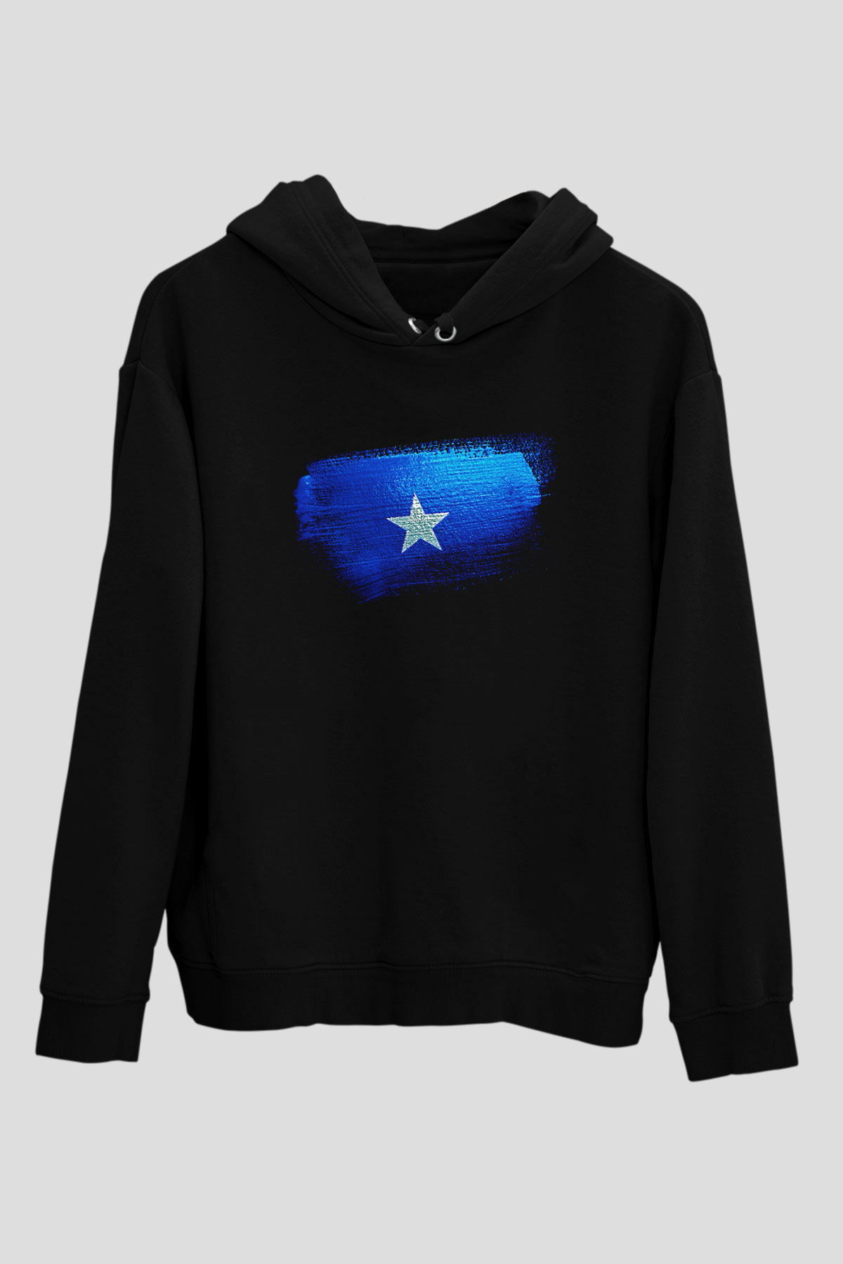 Somali - Somalia Bayrağı Baskılı Unisex Siyah Kapüşonlu Sweatshirt