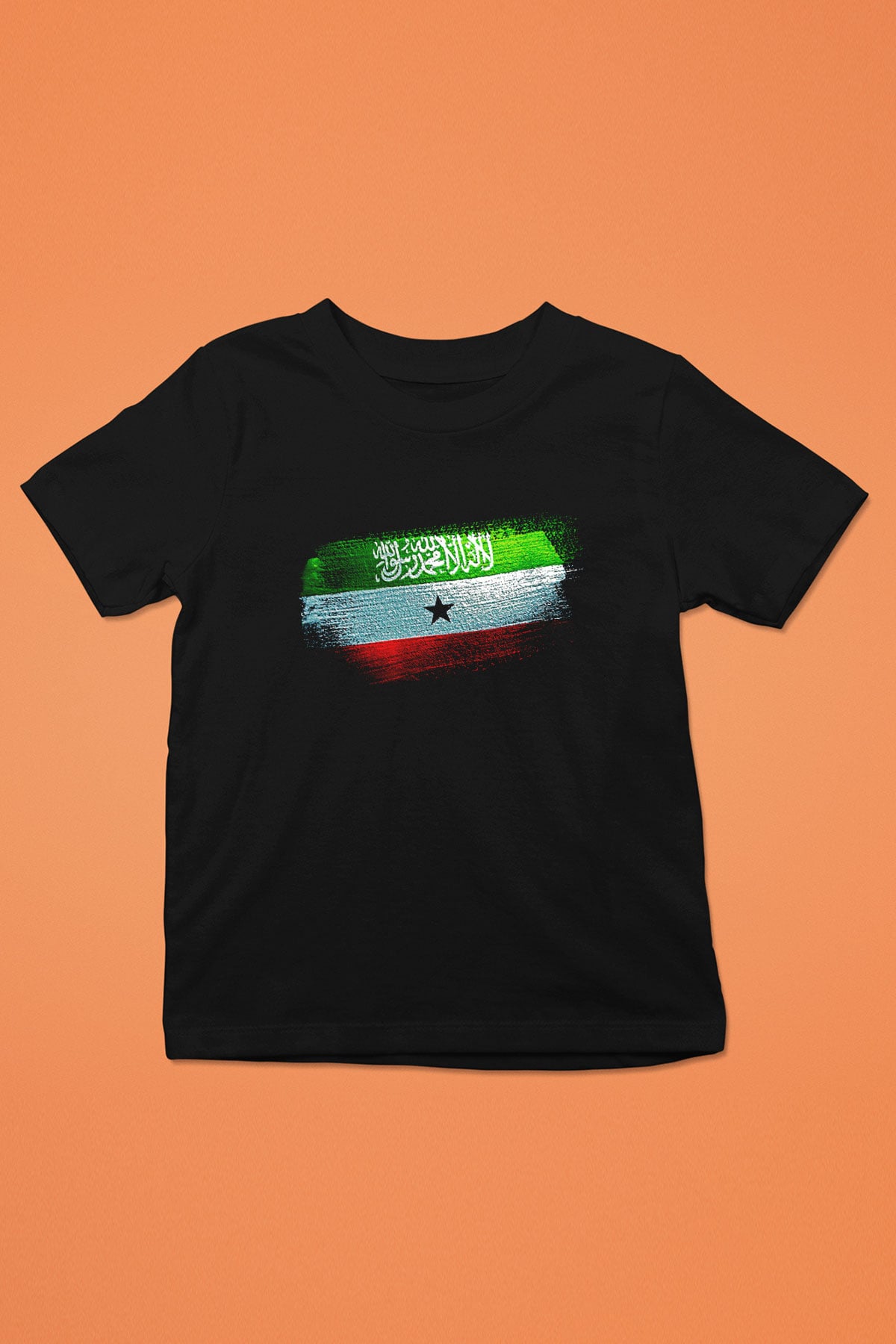 Somaliland Bayrağı Baskılı Unisex Siyah Çocuk Tişörtü