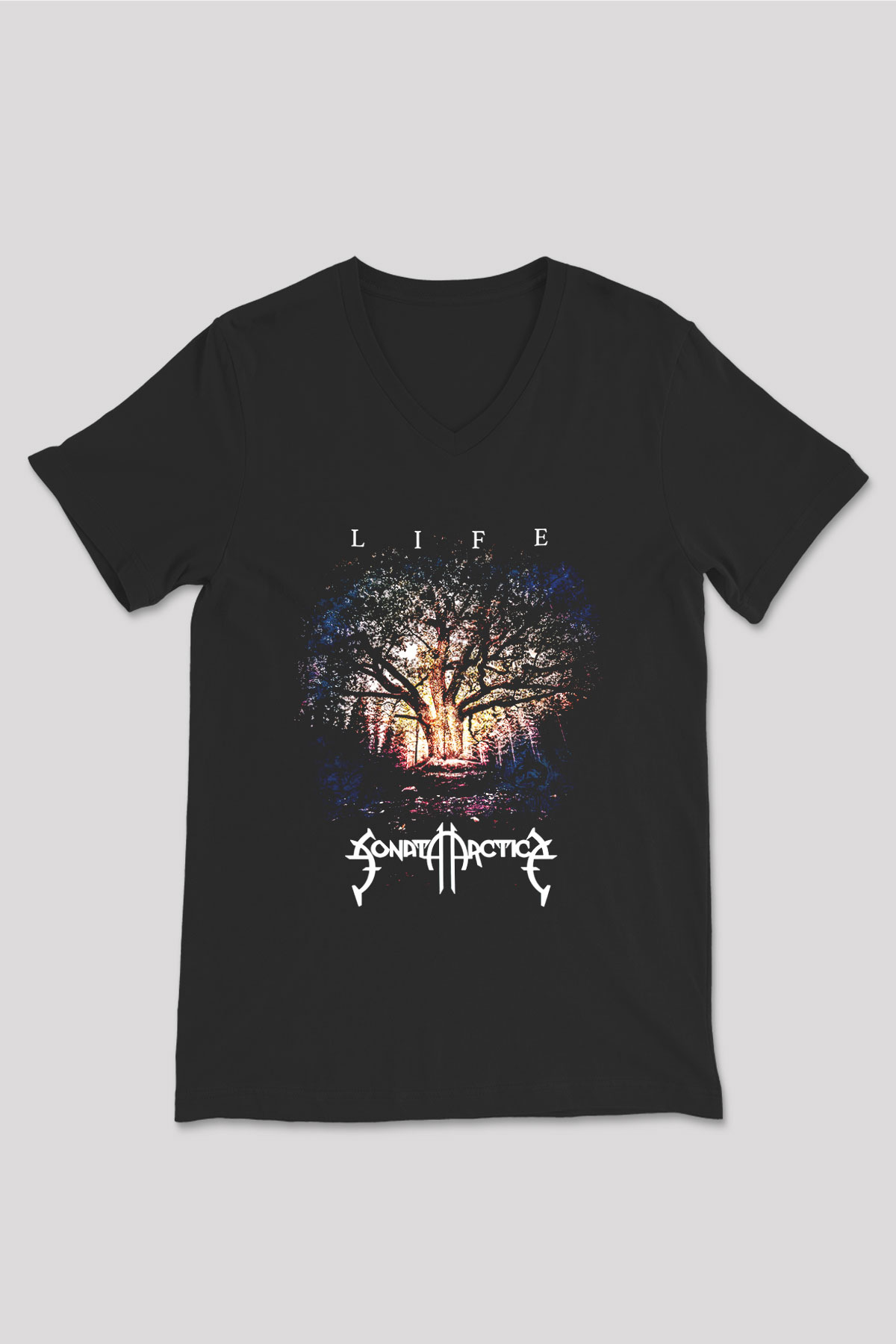 Sonata Arctica Siyah Unisex V Yaka Tişört T-Shirt