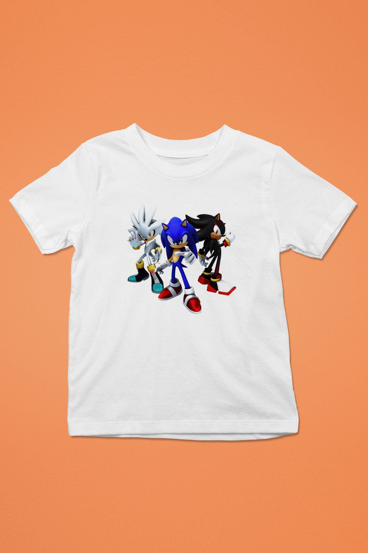 Sonic the Hedgehog Baskılı Beyaz Unisex Çocuk Tişört