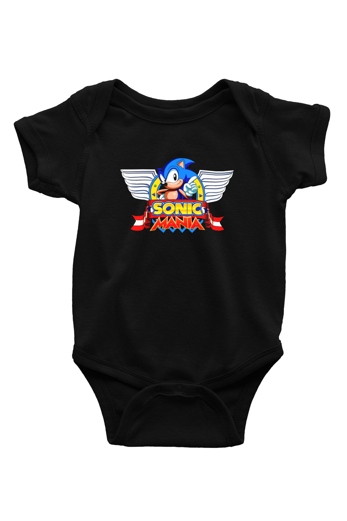 Sonic the Hedgehog Baskılı Siyah Bebek Body - Zıbın