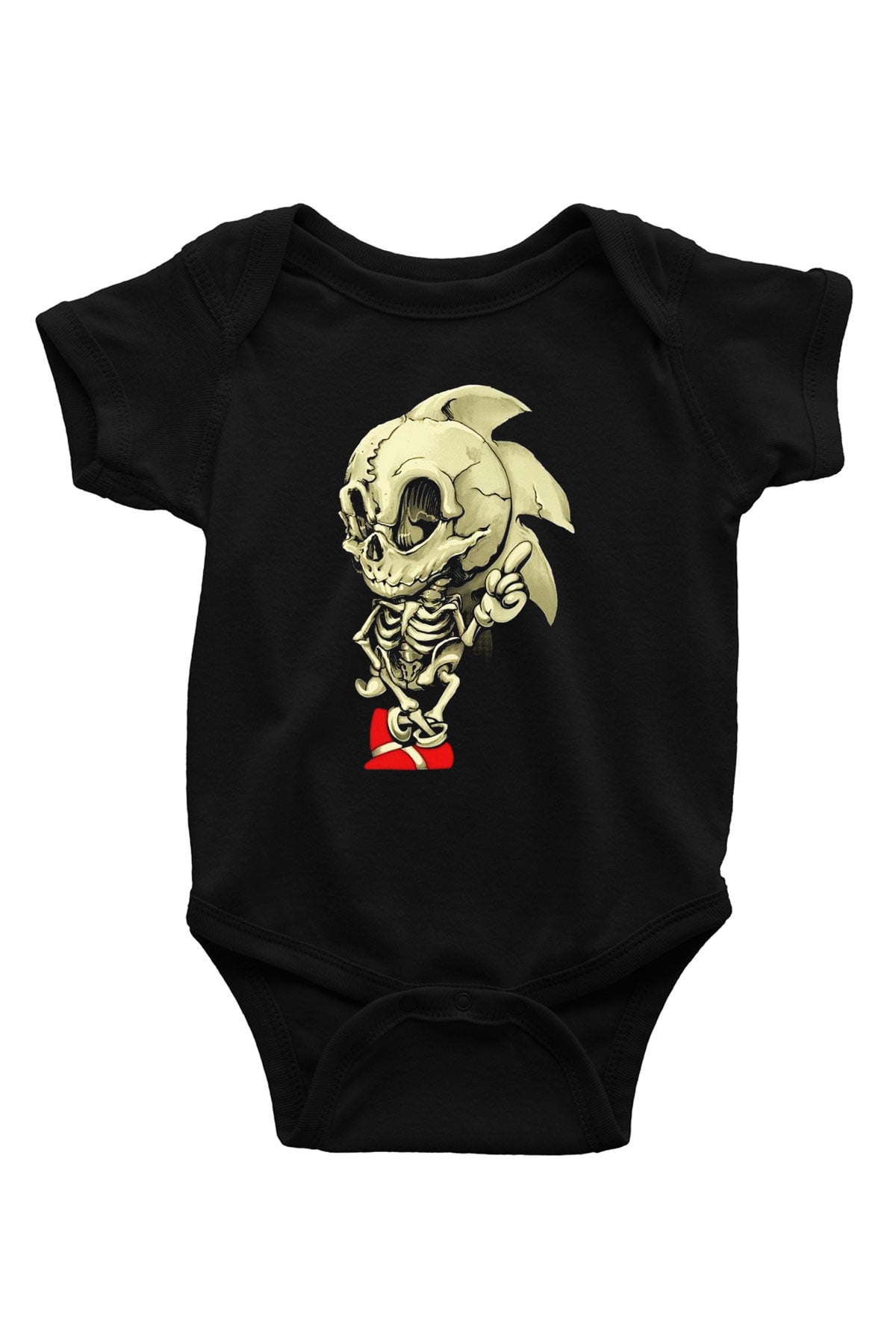 Sonic the Hedgehog Baskılı Siyah Bebek Body - Zıbın