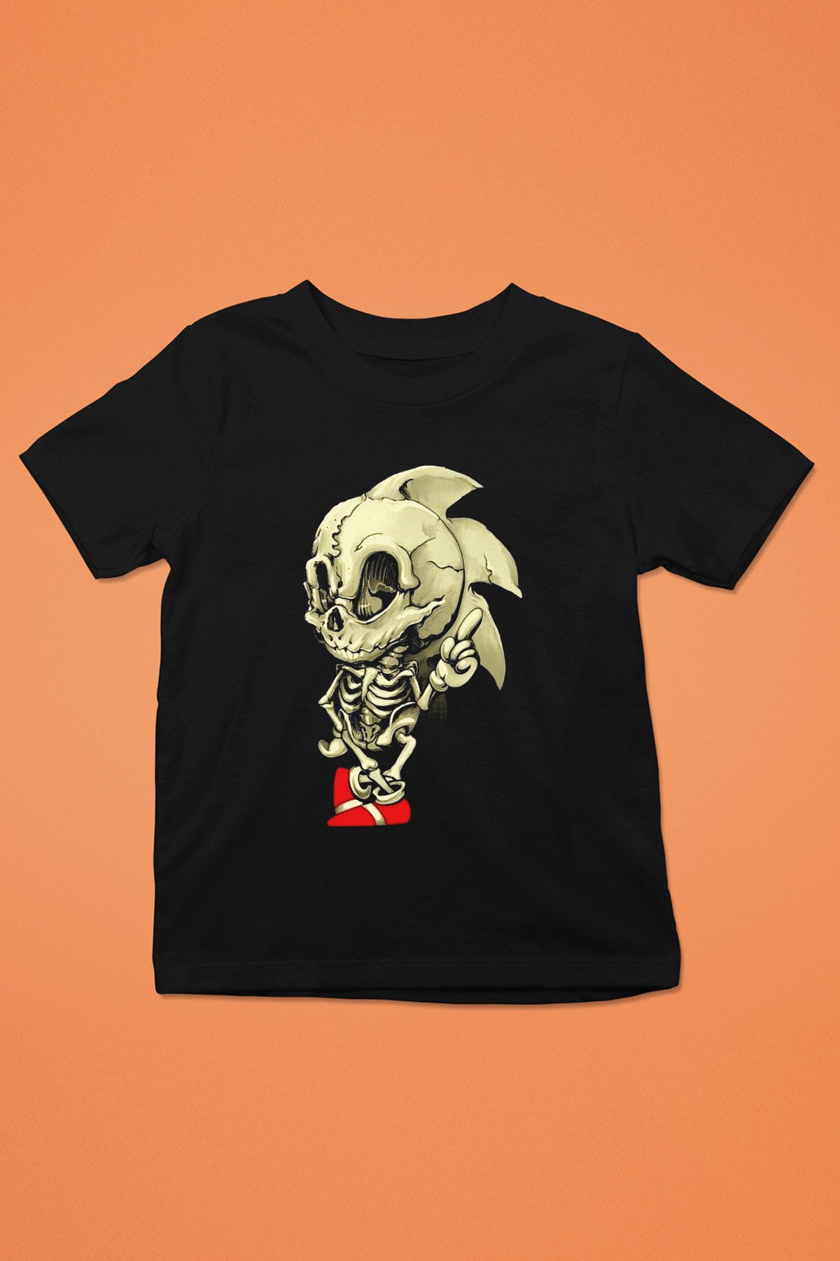 Sonic the Hedgehog Baskılı Siyah Unisex Çocuk Tişört