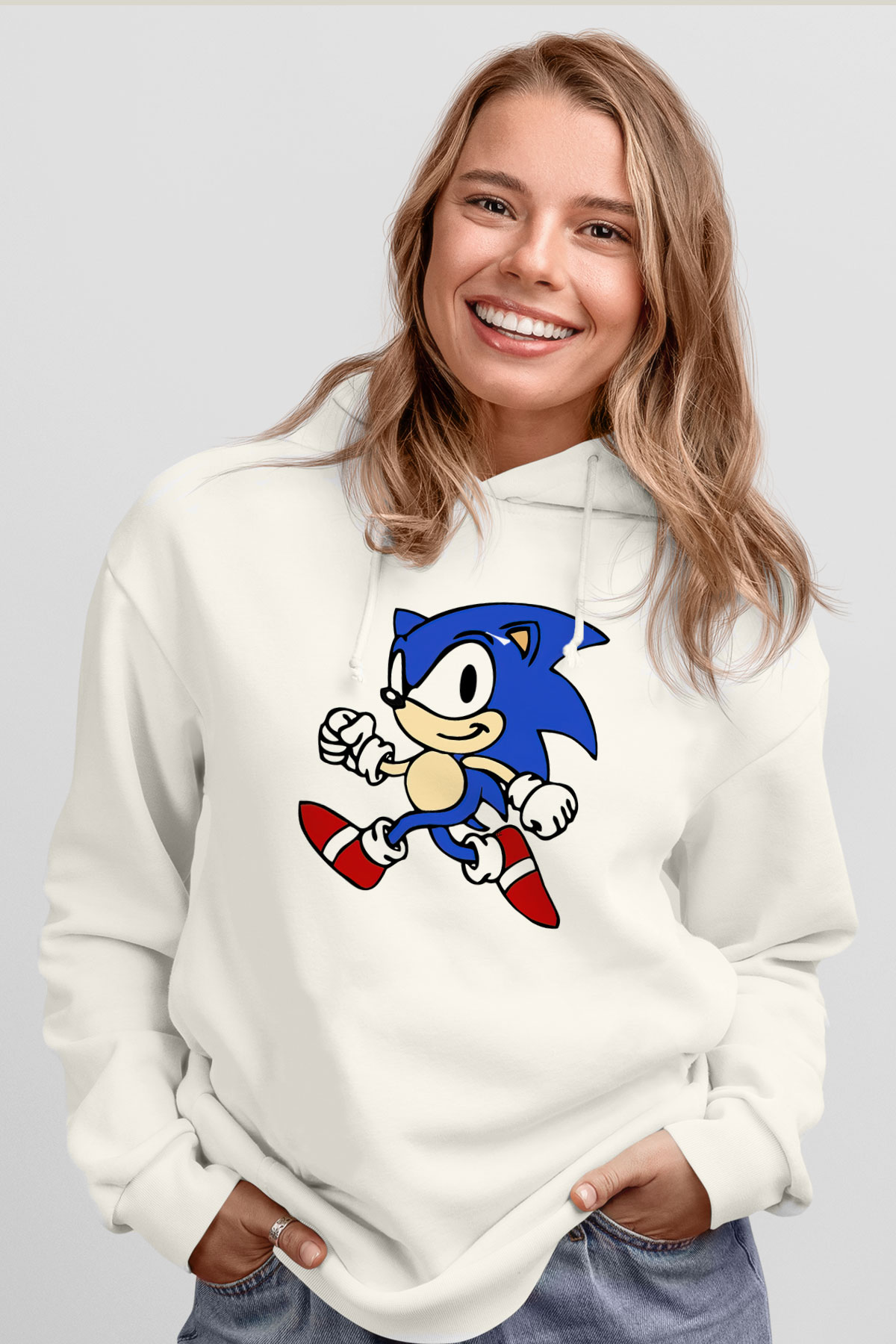 Sonic the Hedgehog Beyaz Unisex Hoodie