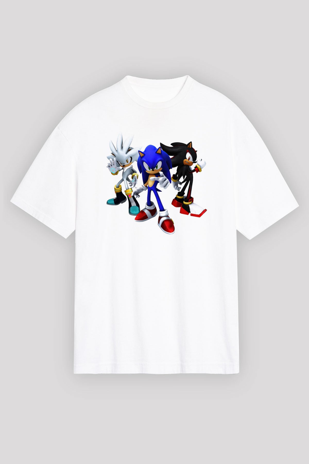 Sonic the Hedgehog Beyaz Unisex Oversize Tişört