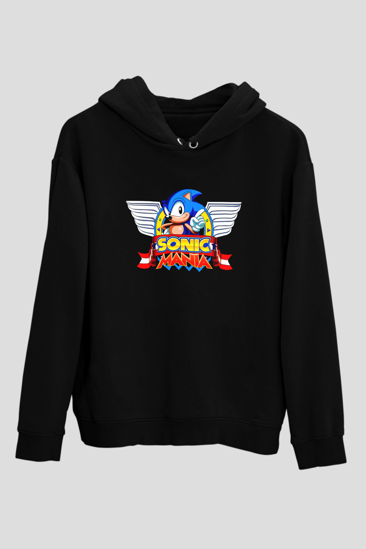 Sonic the Hedgehog Siyah Unisex Kapüşonlu Sweatshirt