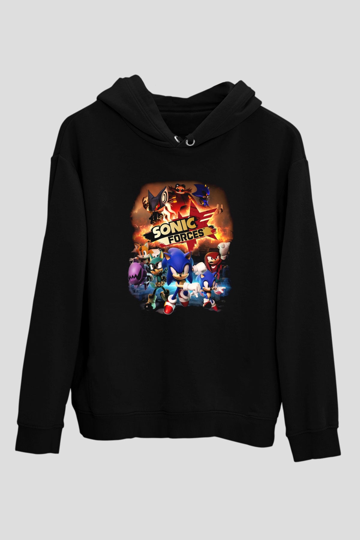 Sonic the Hedgehog Siyah Unisex Kapüşonlu Sweatshirt