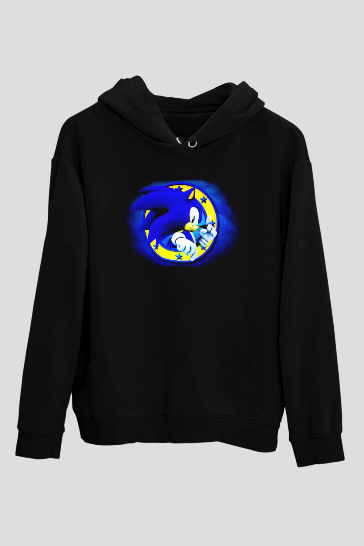 Sonic the Hedgehog Siyah Unisex Kapüşonlu Sweatshirt