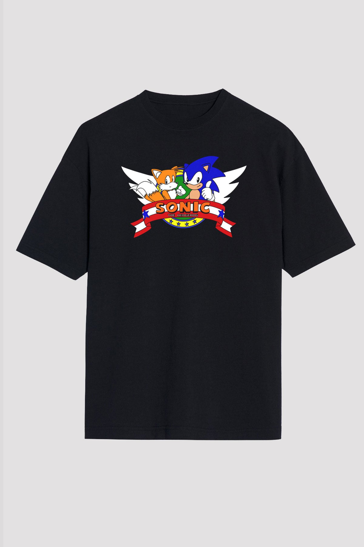 Sonic the Hedgehog Siyah Unisex Oversize Tişört T-Shirt
