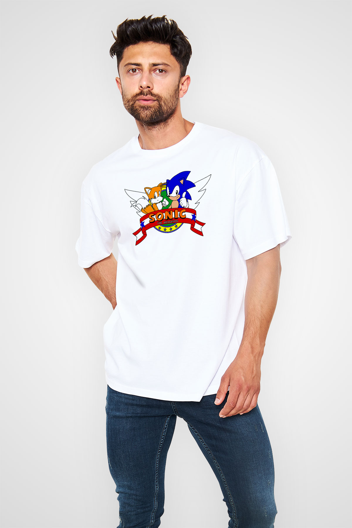Sonic the Hedgehog Siyah Unisex Oversize Tişört T-Shirt