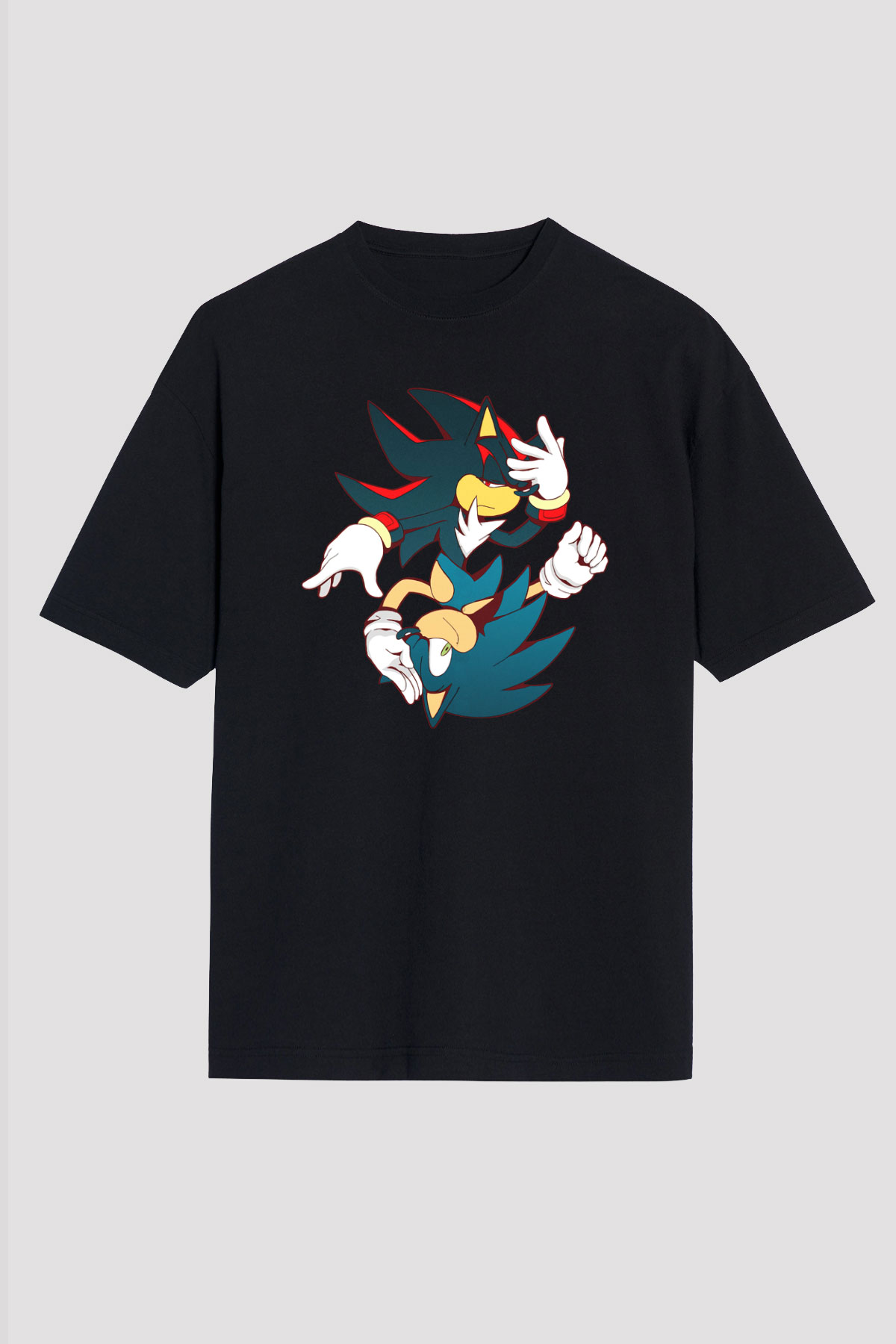 Sonic the Hedgehog Siyah Unisex Oversize Tişört