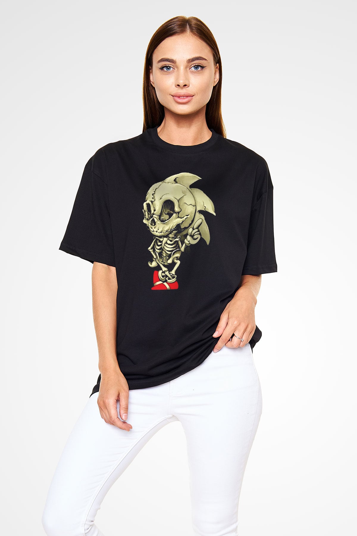 Sonic the Hedgehog Siyah Unisex Oversize Tişört