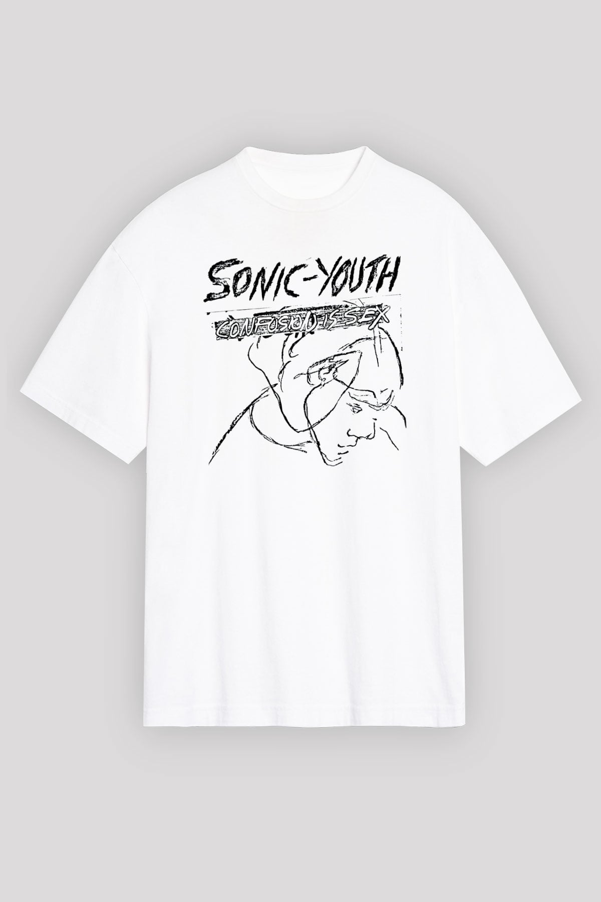 Sonic Youth Beyaz Unisex Oversize Tişört T-Shirt - Oversize Tişört Fabrikası