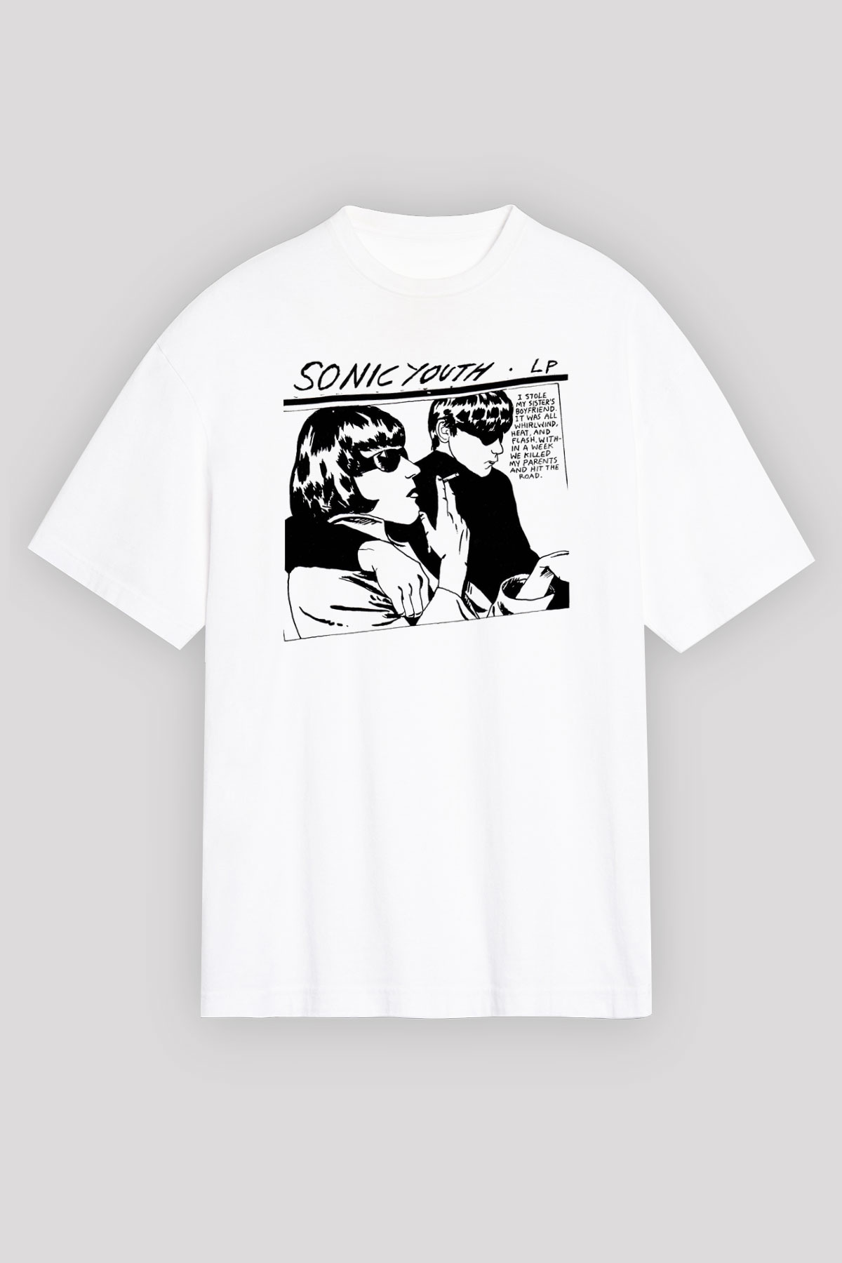 Sonic Youth Beyaz Unisex Oversize Tişört T-Shirt - Oversize Tişört Fabrikası