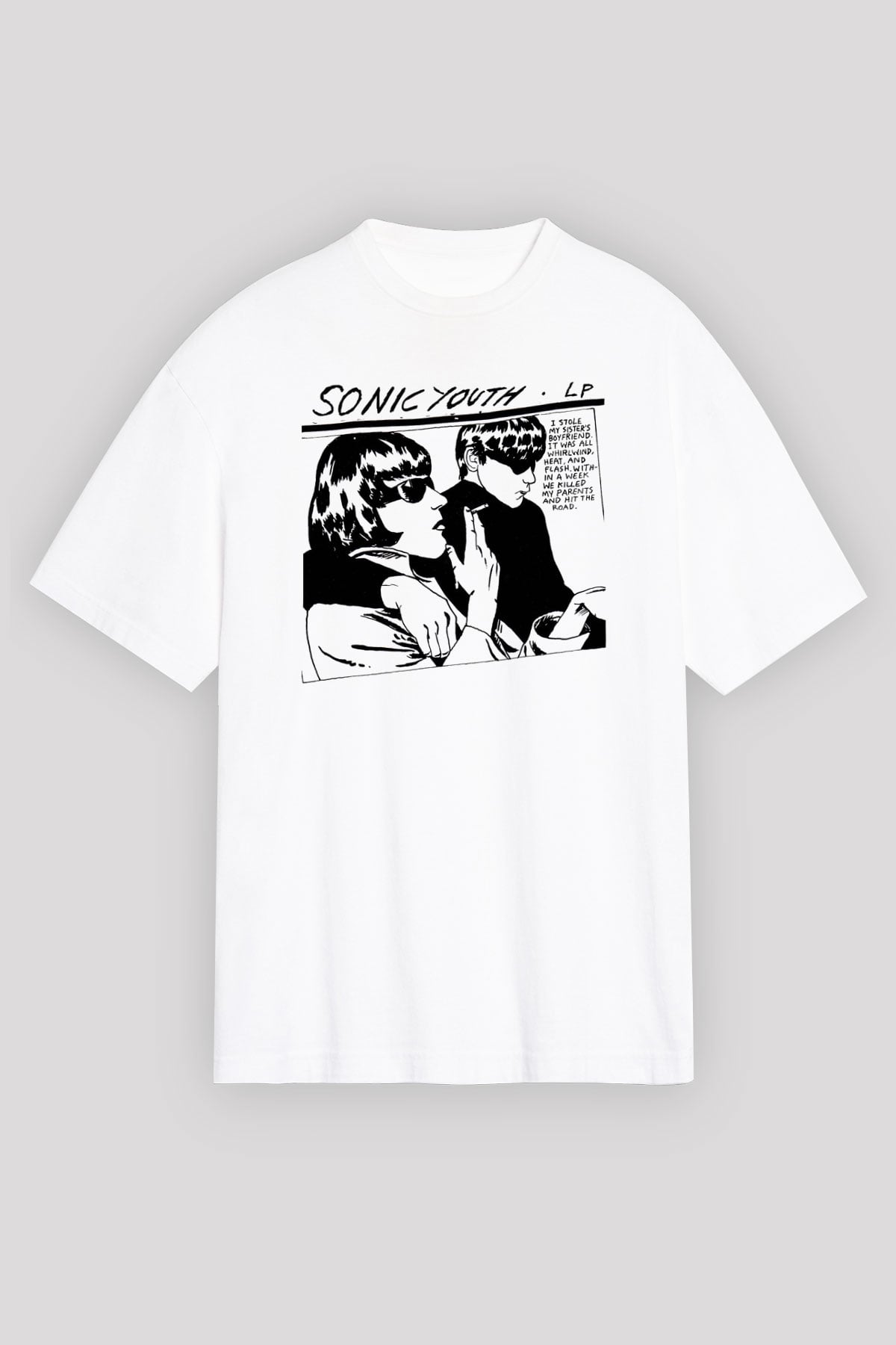 Sonic Youth Beyaz Unisex Oversize Tişört T-Shirt - Oversize Tişört Fabrikası