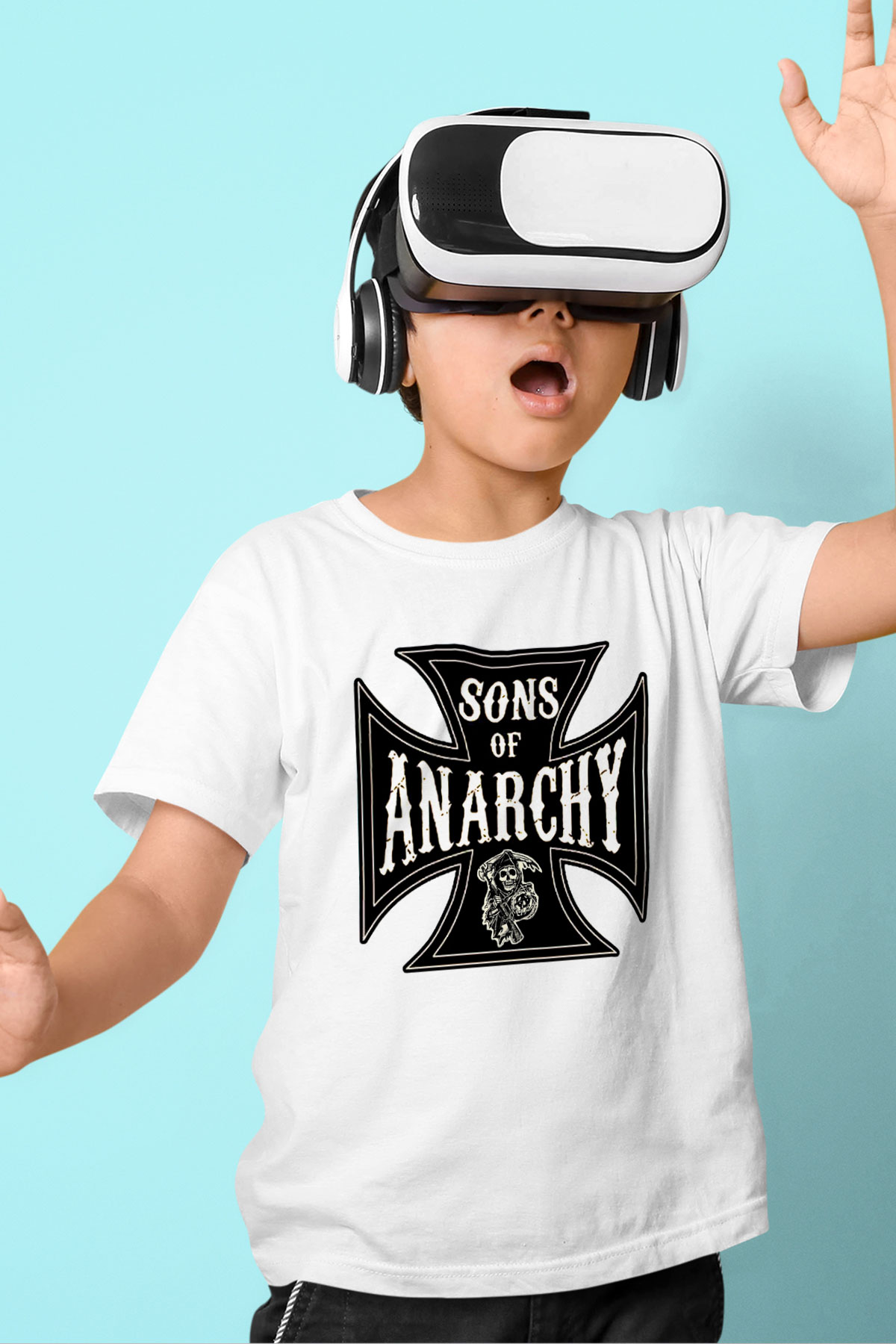 Sons of Anarchy Baskılı Beyaz Unisex Çocuk Tişört