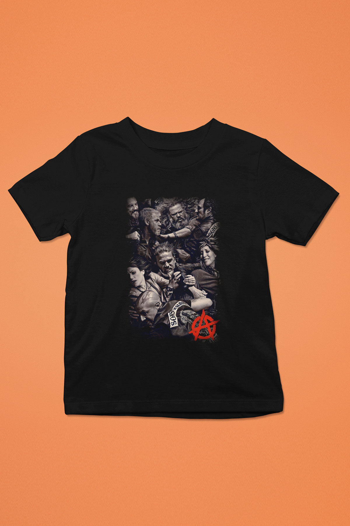 Sons of Anarchy Baskılı Siyah Unisex Çocuk Tişört