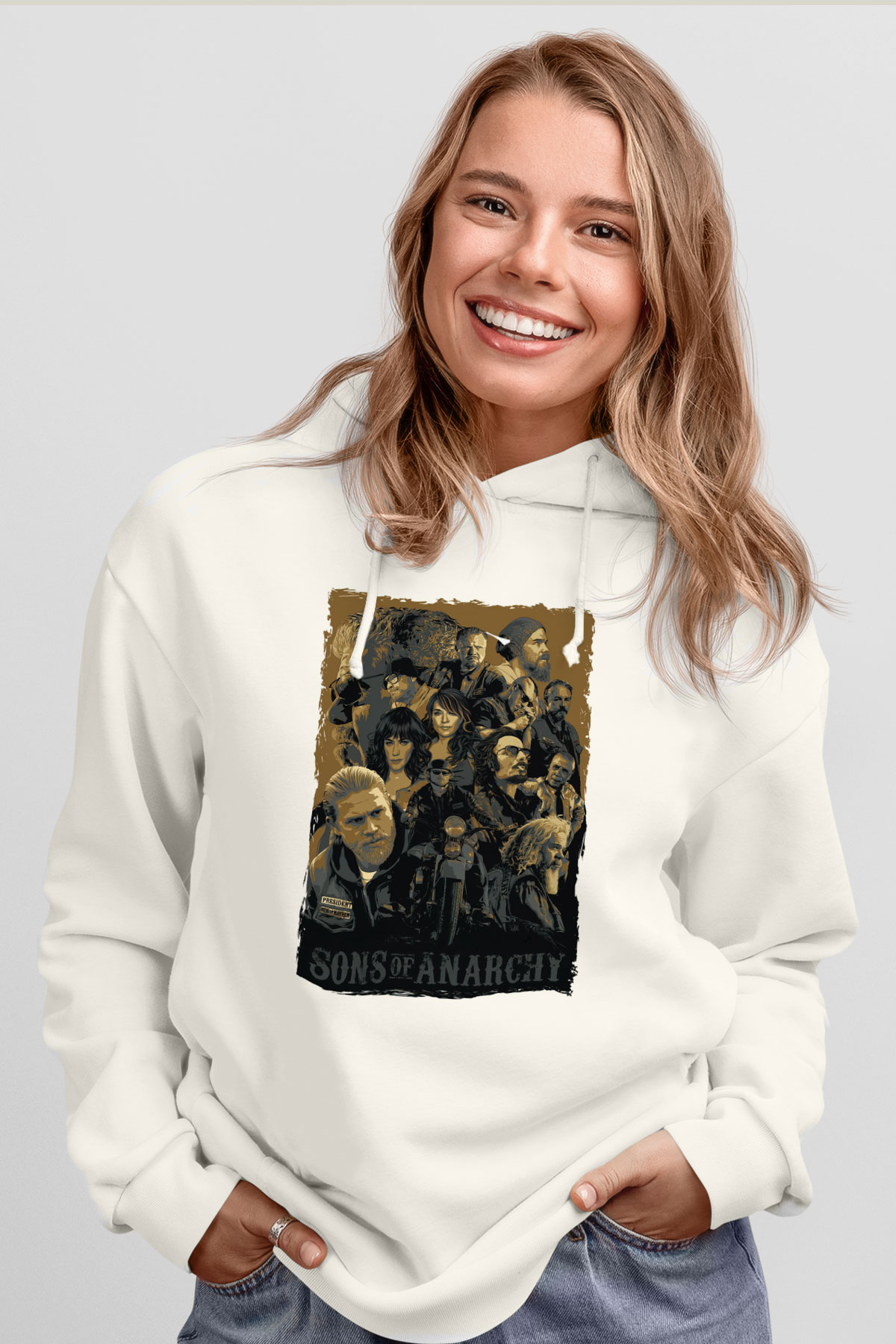 Sons of Anarchy Beyaz Unisex Hoodie