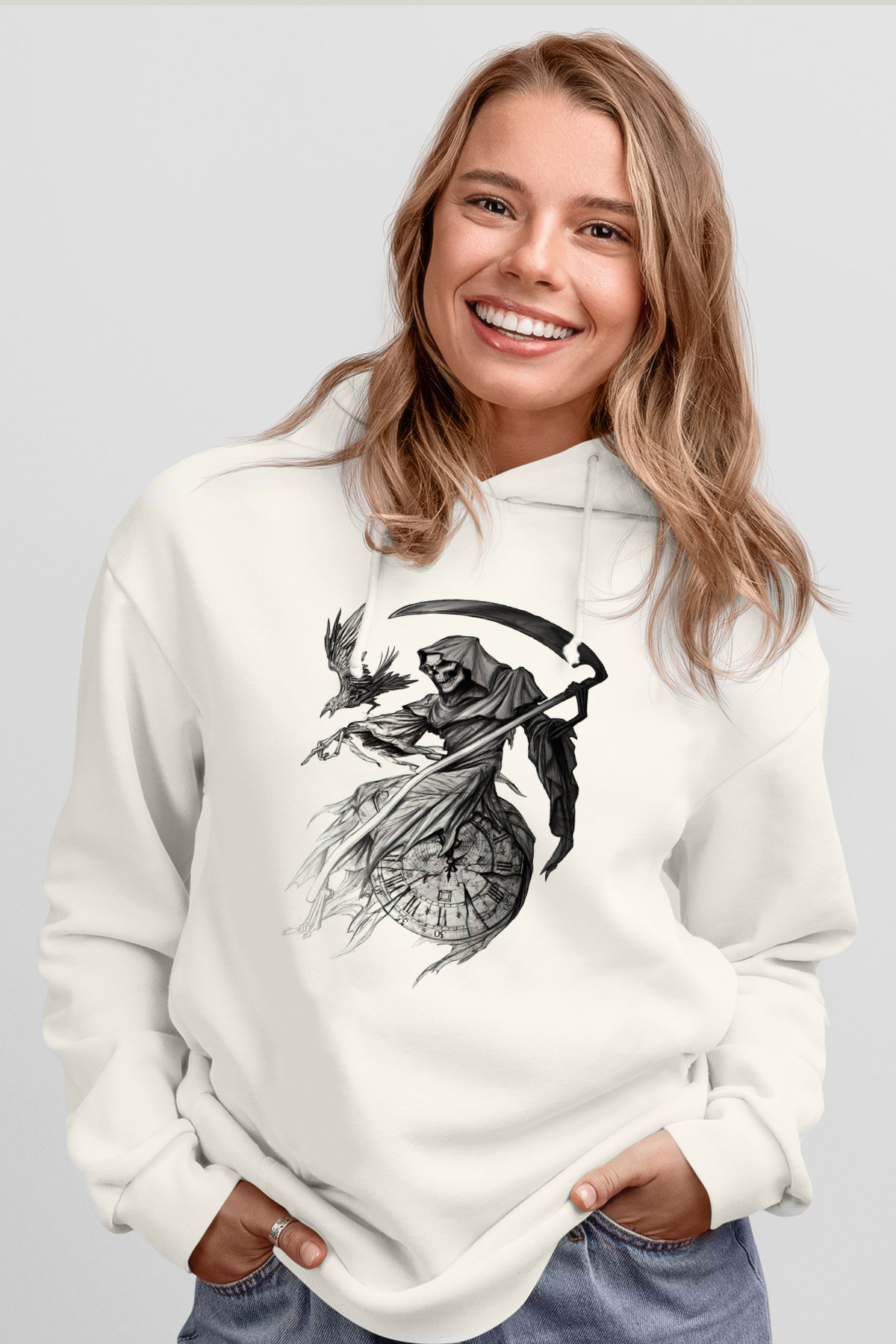 Sons of Anarchy Beyaz Unisex Kapşonlu Sweatshirt