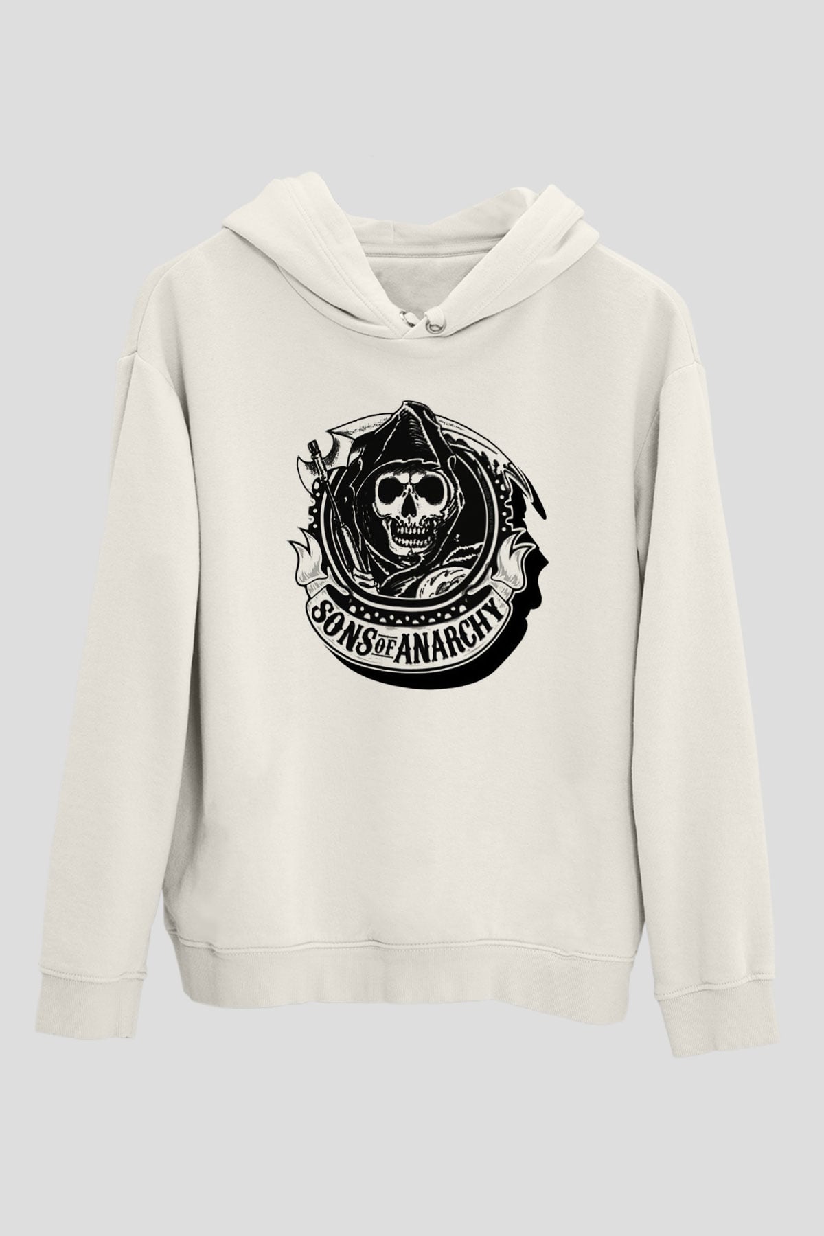 Sons of Anarchy Beyaz Unisex Kapşonlu Sweatshirt